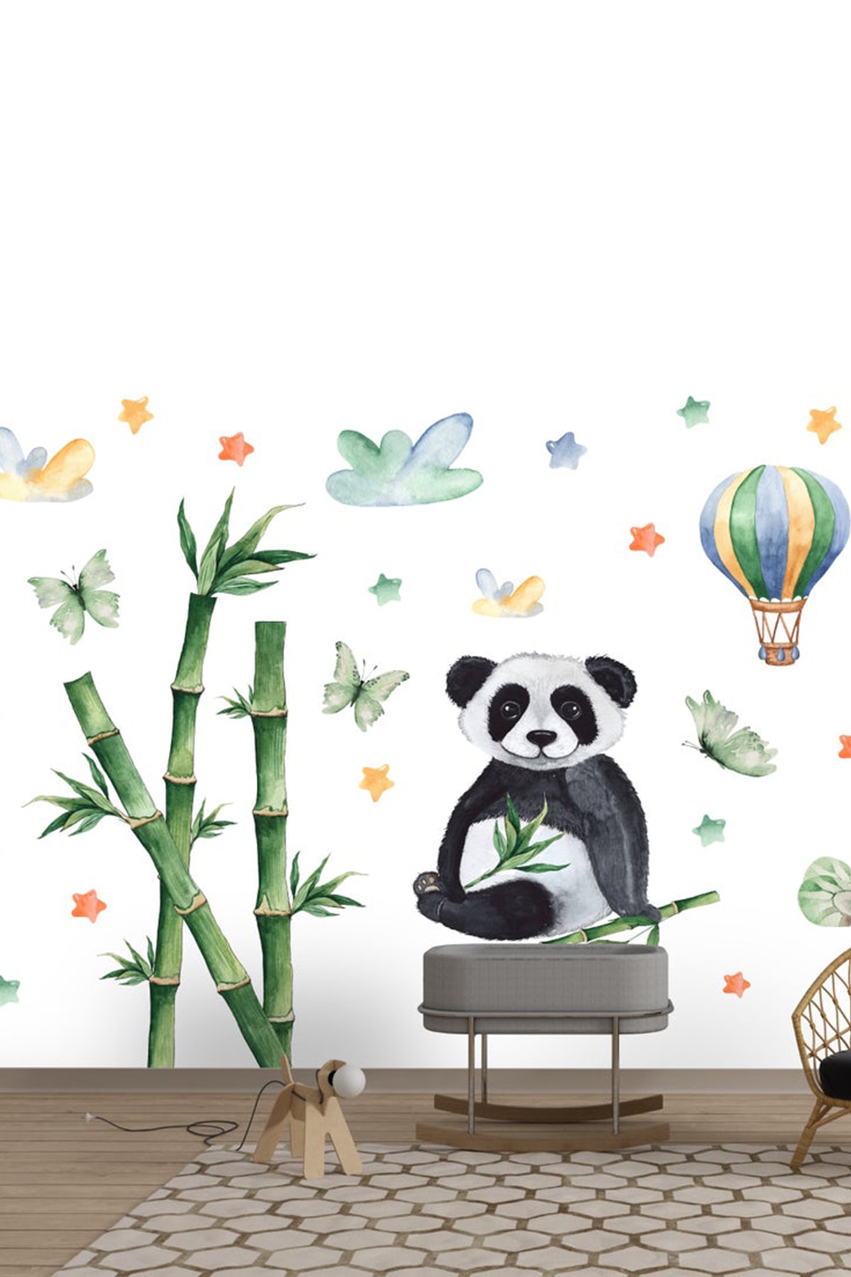 Kt Grup Safari Hayvanları Panda Ve Bambular Duvar Sticker Seti