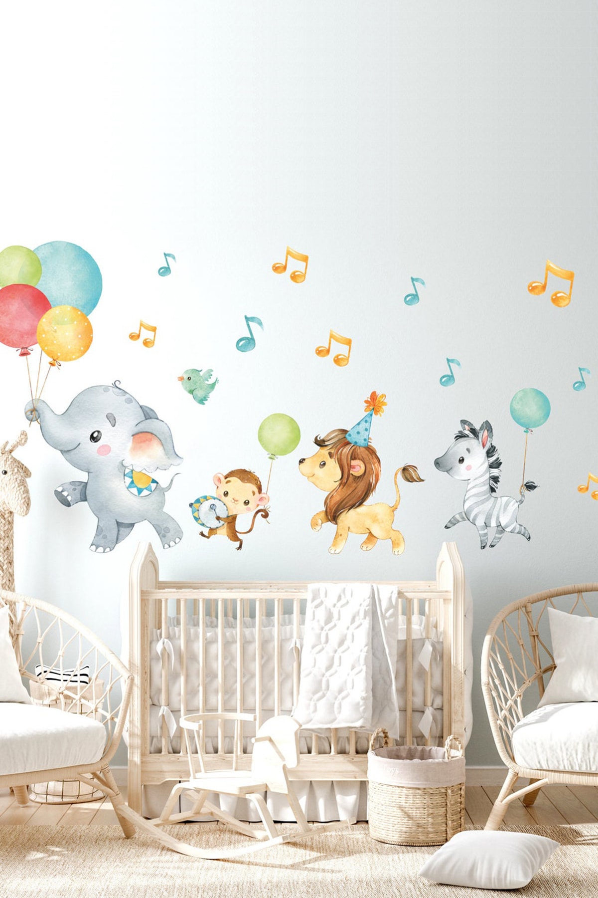 Kt Grup Yavru Hayvanlar Ile Eğlenceli Orkestra Baby Shower Duvar Sticker