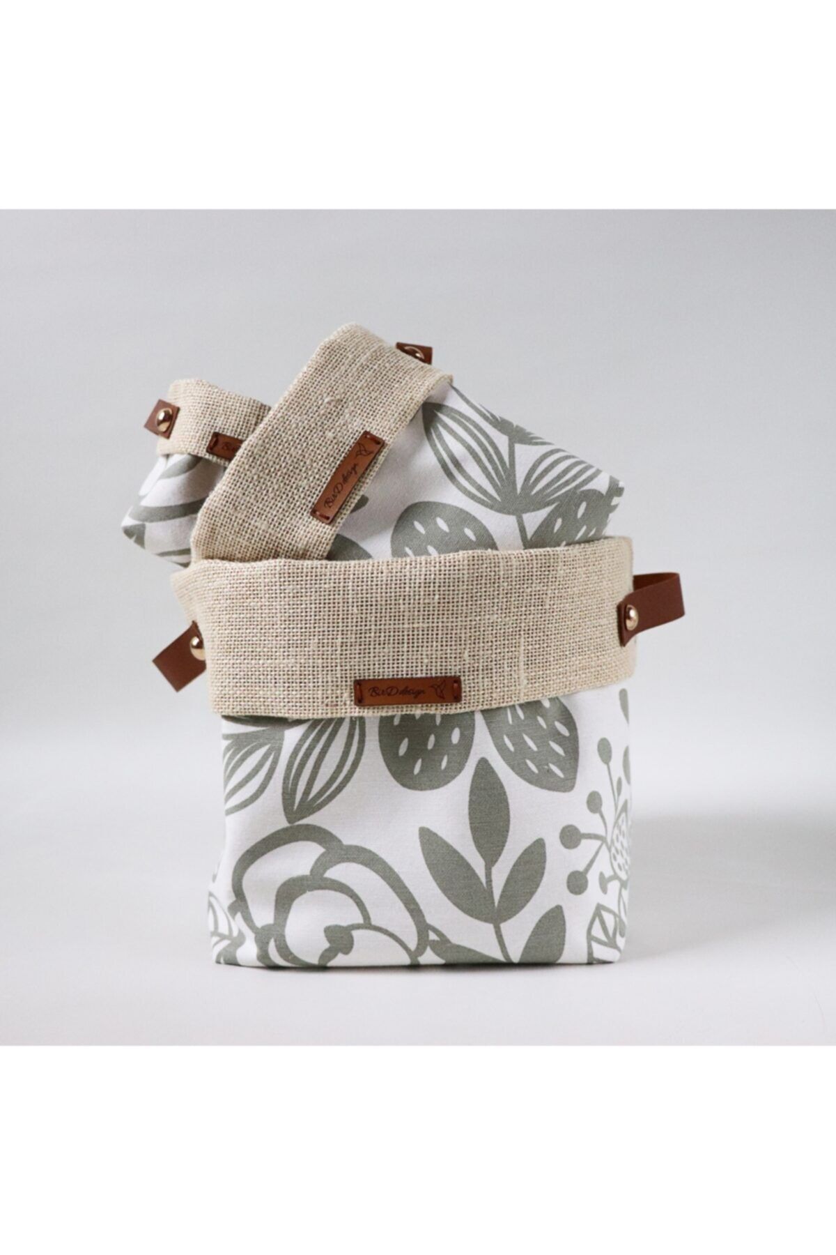 BirD design Naturelove Serisi Mildew Green 3lü Kumaş Organizer&saksı Kılıfı Seti