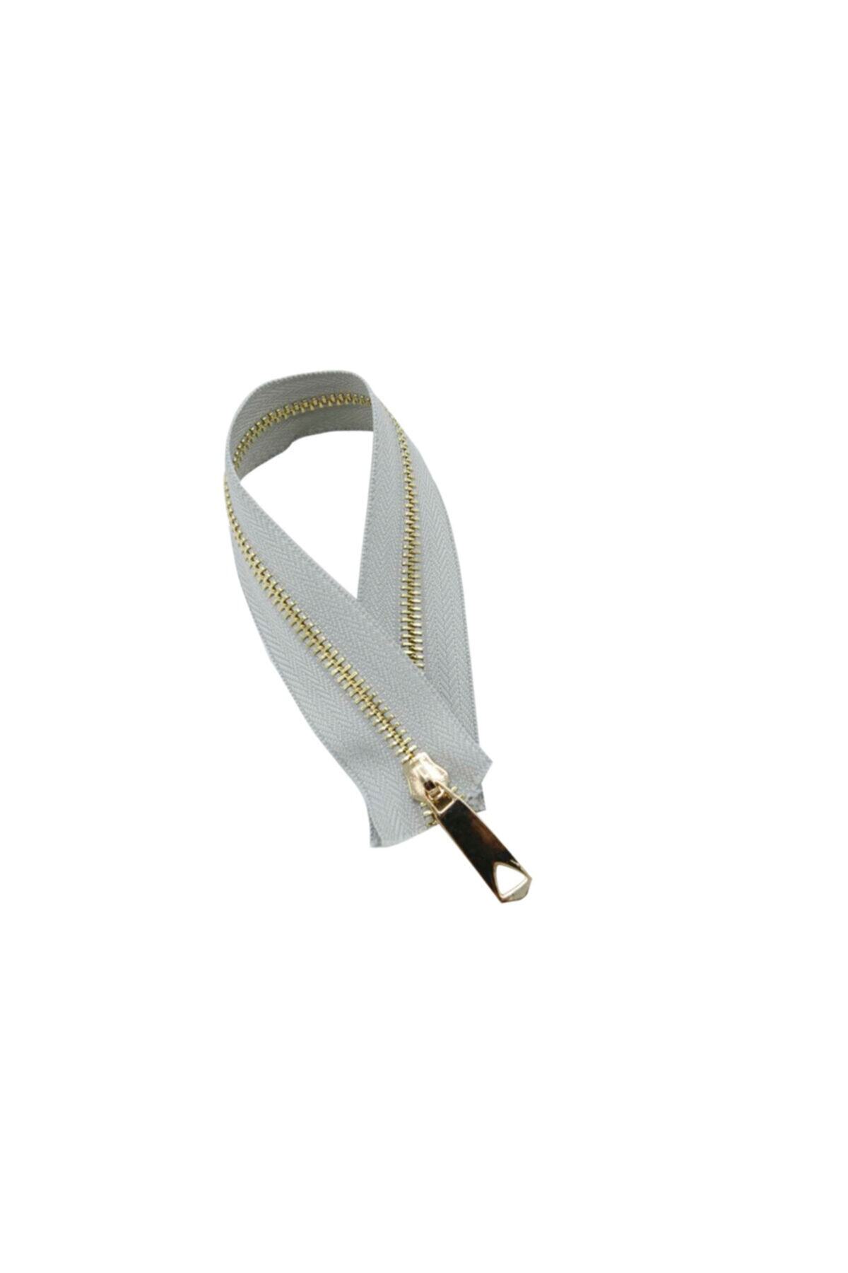 The Fabric Yarn Açık Gri Fermuar Gold 50 Cm