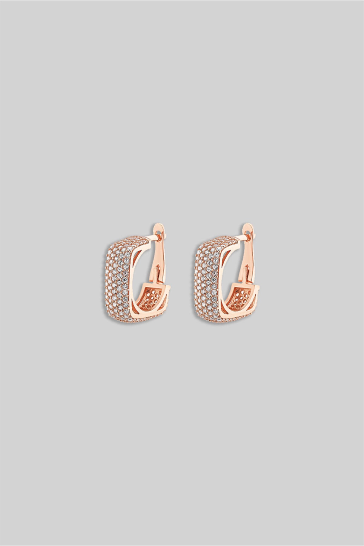 So CHIC... Zirkon Taşlı Kare18 Ayar Rose Altın Kaplama Gümüş Küpe