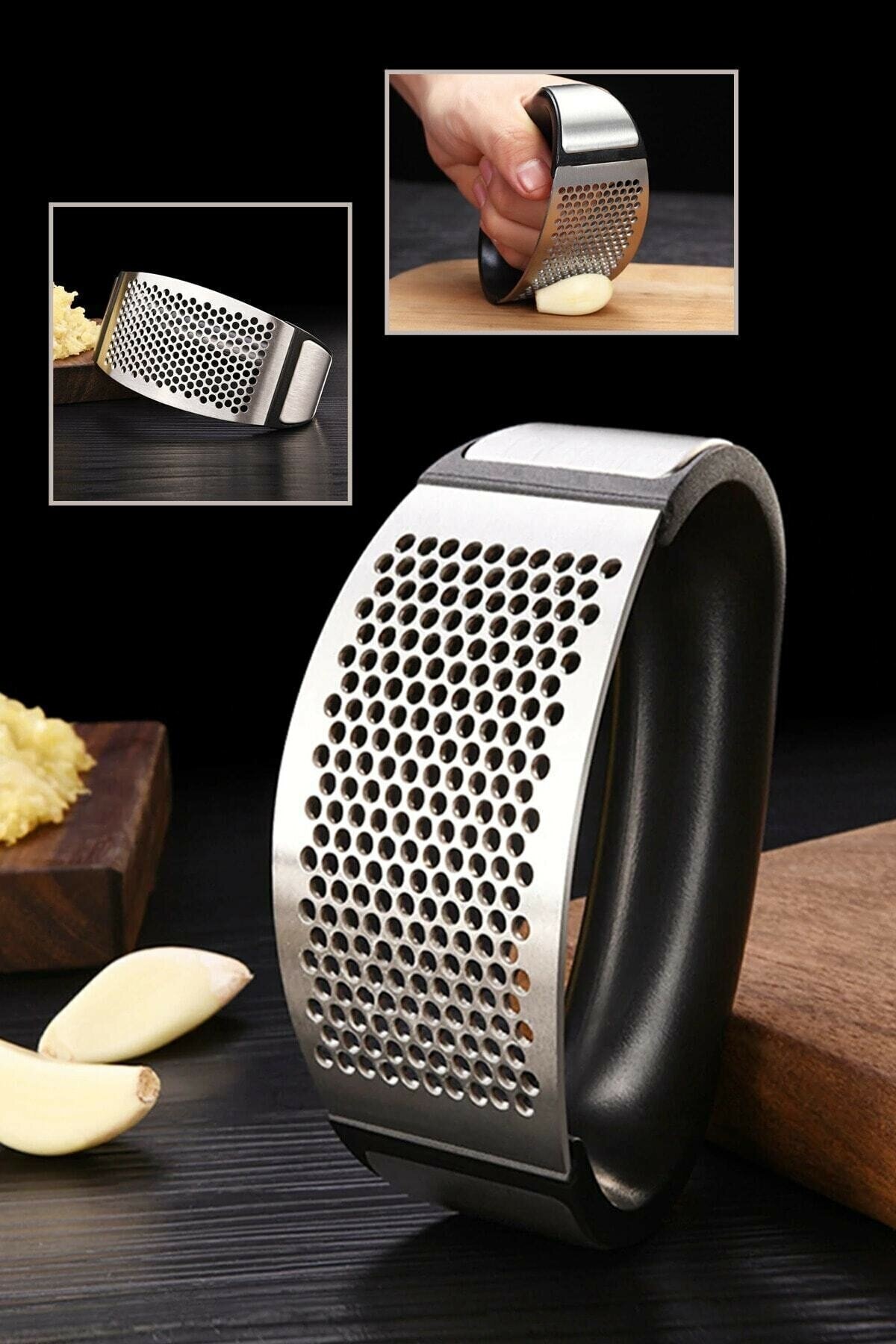 OnaçShop Paslanmaz Çelikten Pratik Sarımsak Ezeceği Rendesi