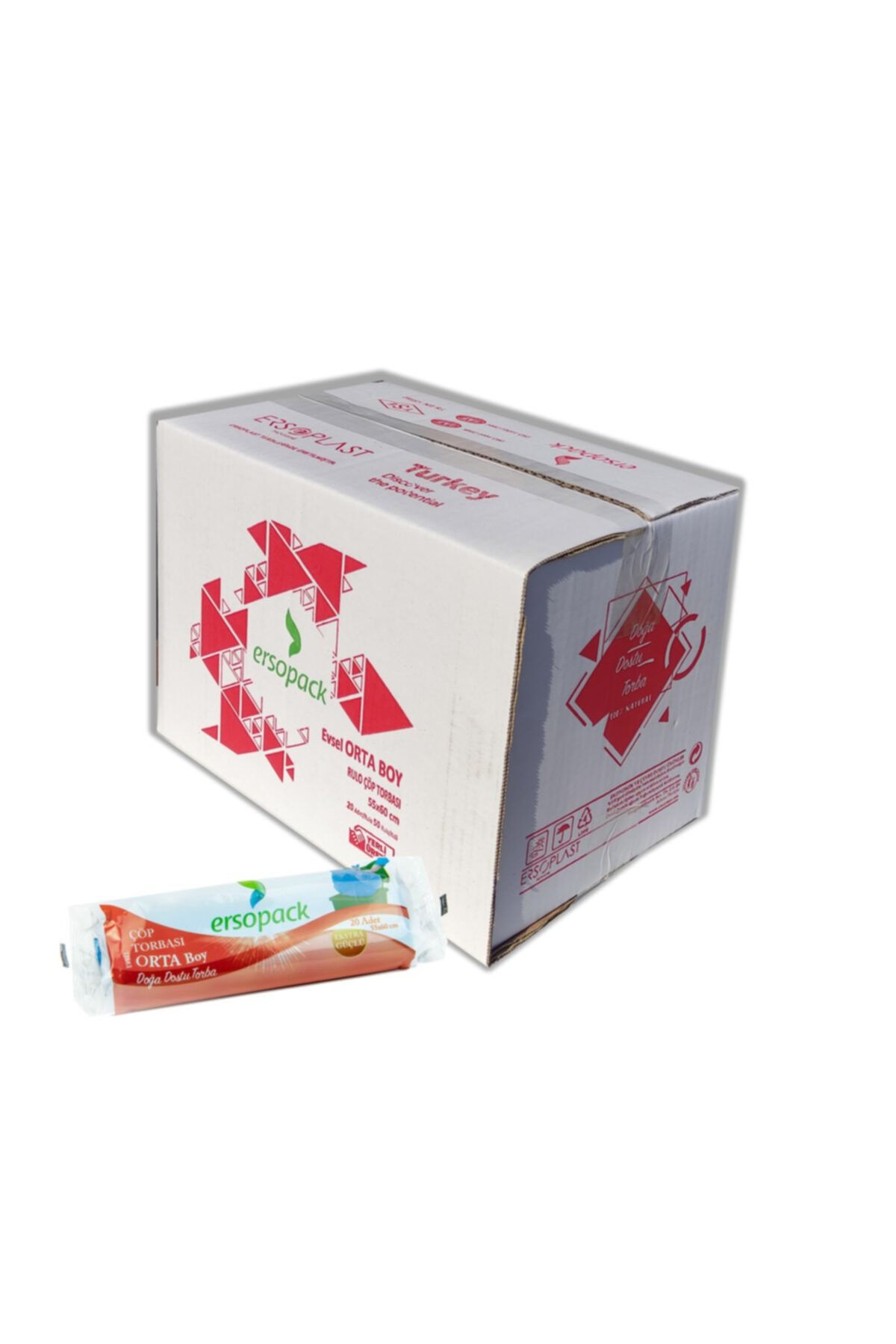 ERSOPACK Evsel Orta Boy Çöp Torbası 55x60 Cm 50 Rulo 1000 Adet Çöp Poşeti