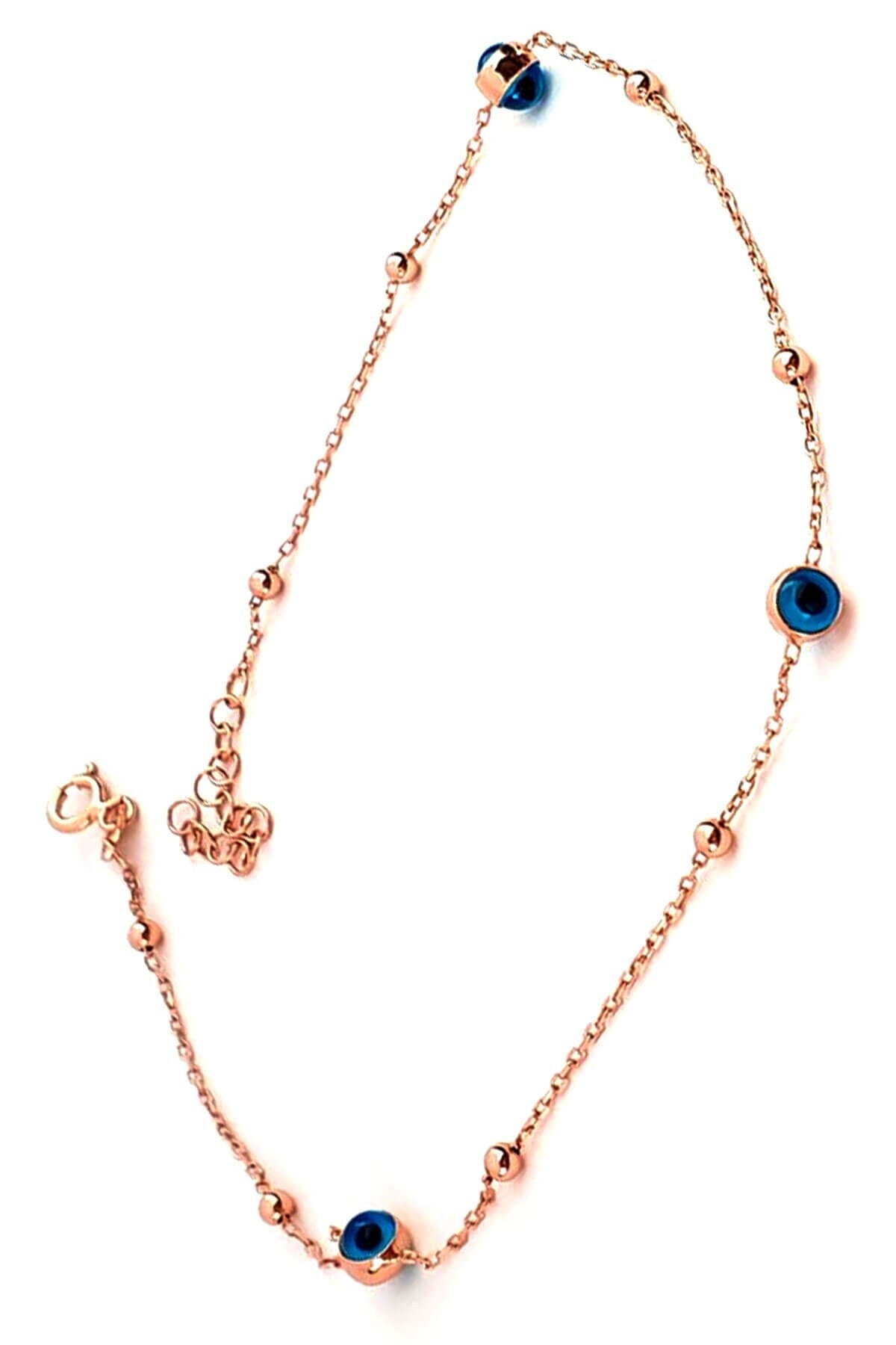 OSESHOP Nazar Boncuklu 925 Ayar Gümüş Rose Trend Halhal