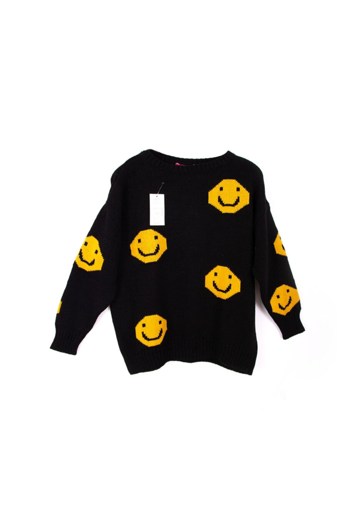 Jupyter Butik Kadın Sıyah Smıle Desenlı Yünlü