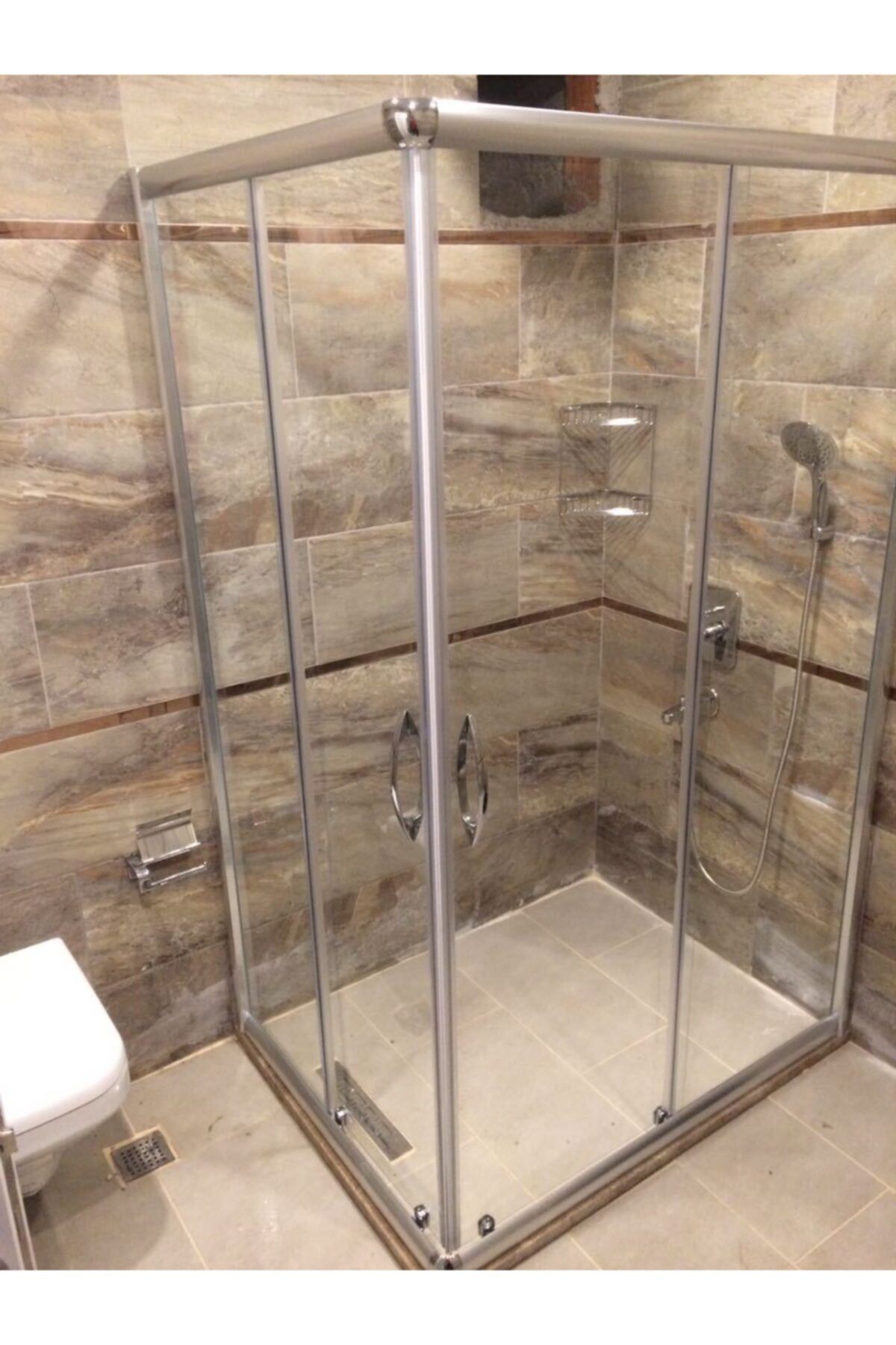 ayzaduş 120x120 Parlak Profil Şeffaf Cam Duşakabin
