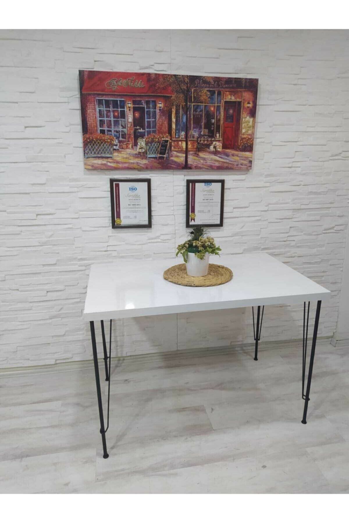 Ahşap Center Yemek Masası Takımı Mutfak Masası Takımı Beyaz