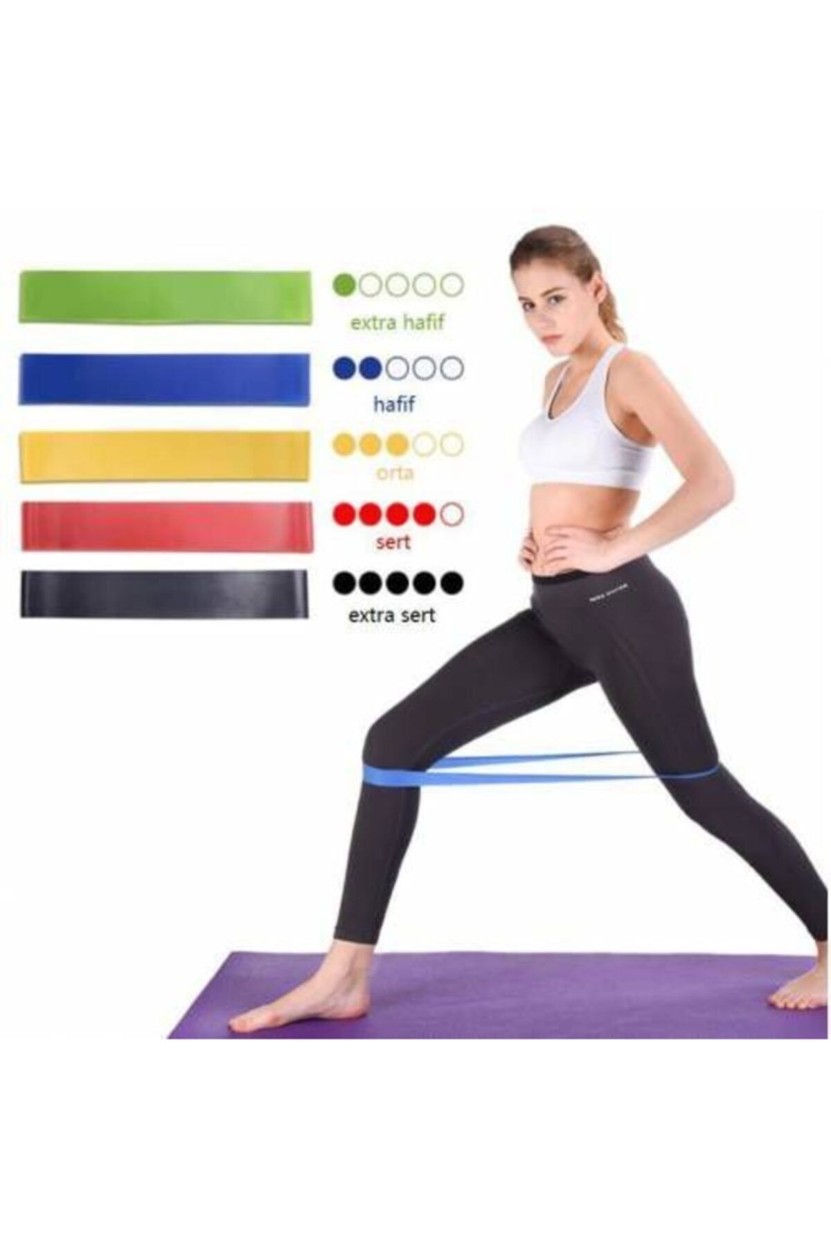 Özasya AVM Pilates Direnç Lastiği Aerobik Yoga Gym Egzersiz Bandı Spor Seti Plates 5'li Bant Seti
