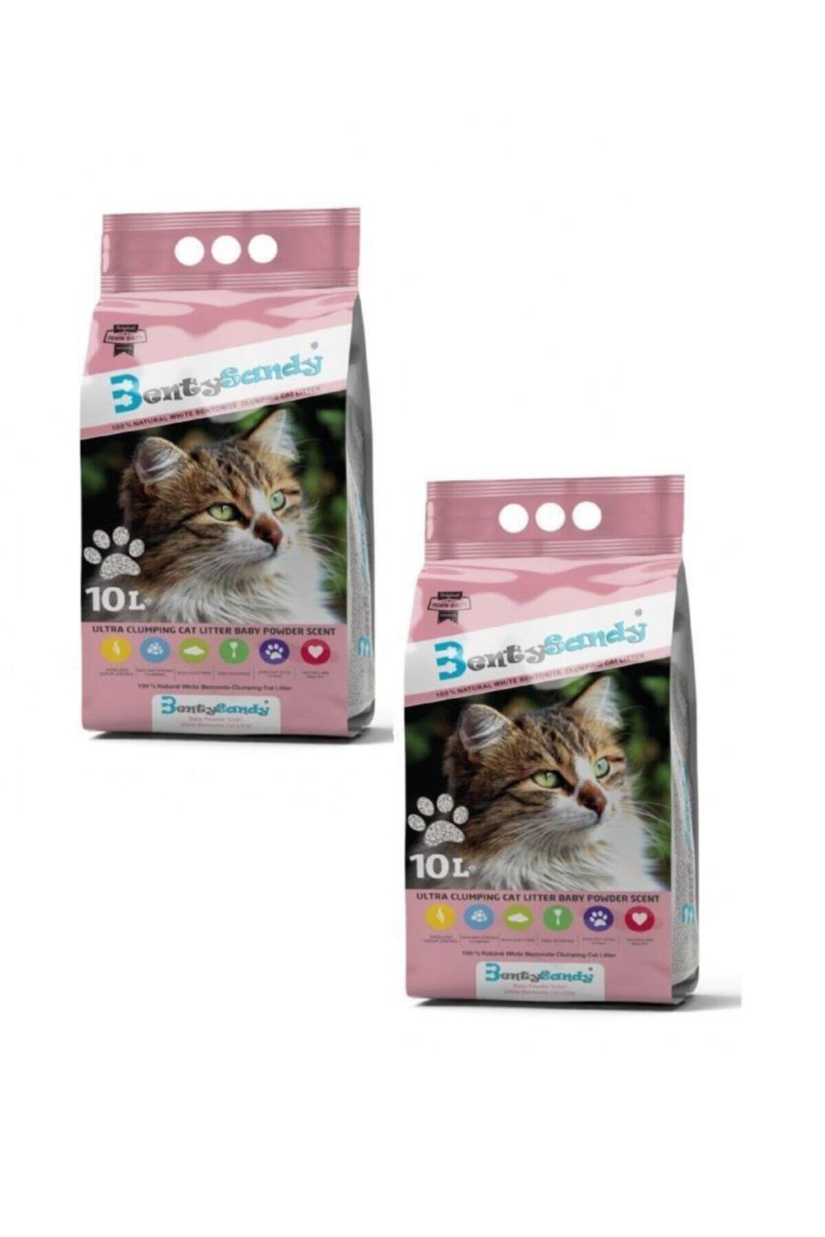BentySandy Benty Sandy Bebek Pudrası Kokulu Kalın Bentonit Kedi Kumu 10 L (2 Adet)