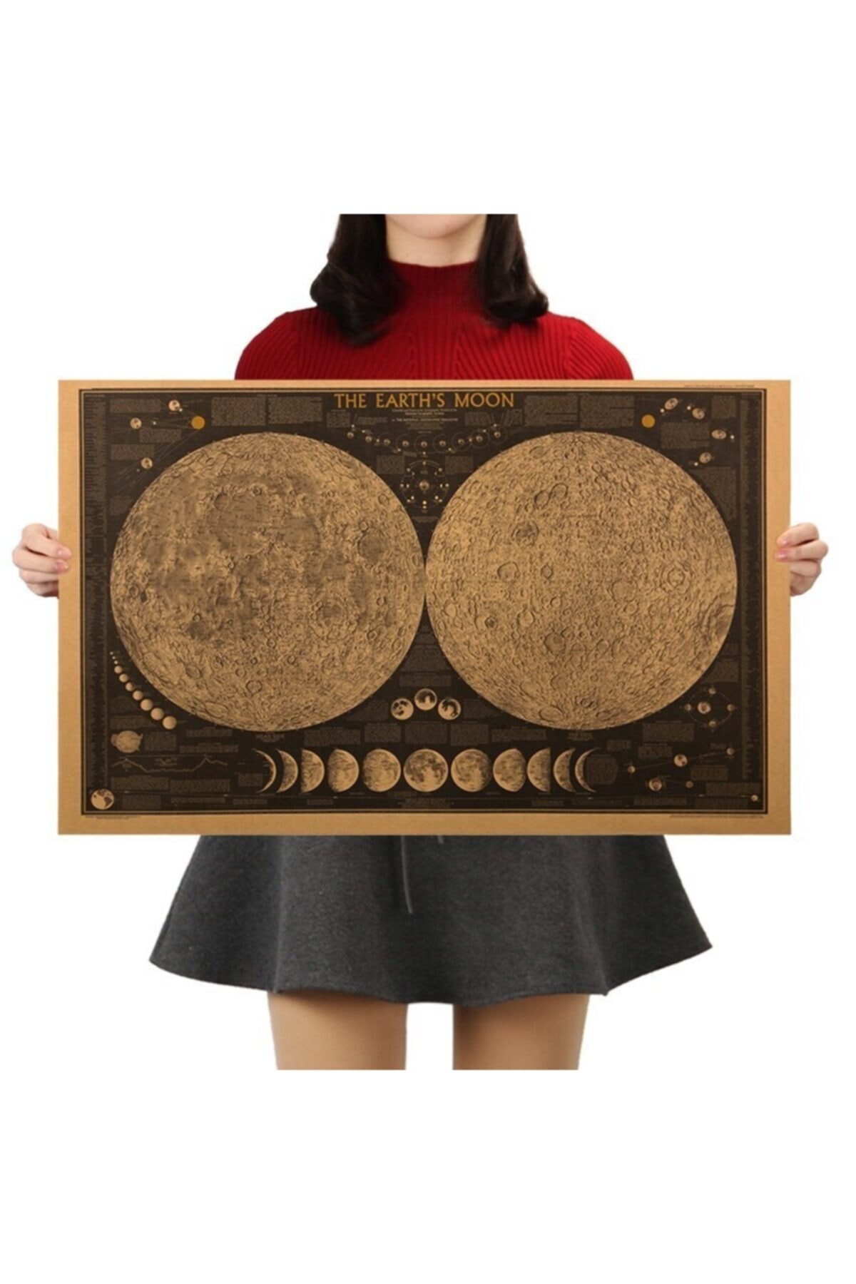 Caph Design Ay Yüzeyi Vintage Kraft Poster - 32x45cm - Özel Kutulu