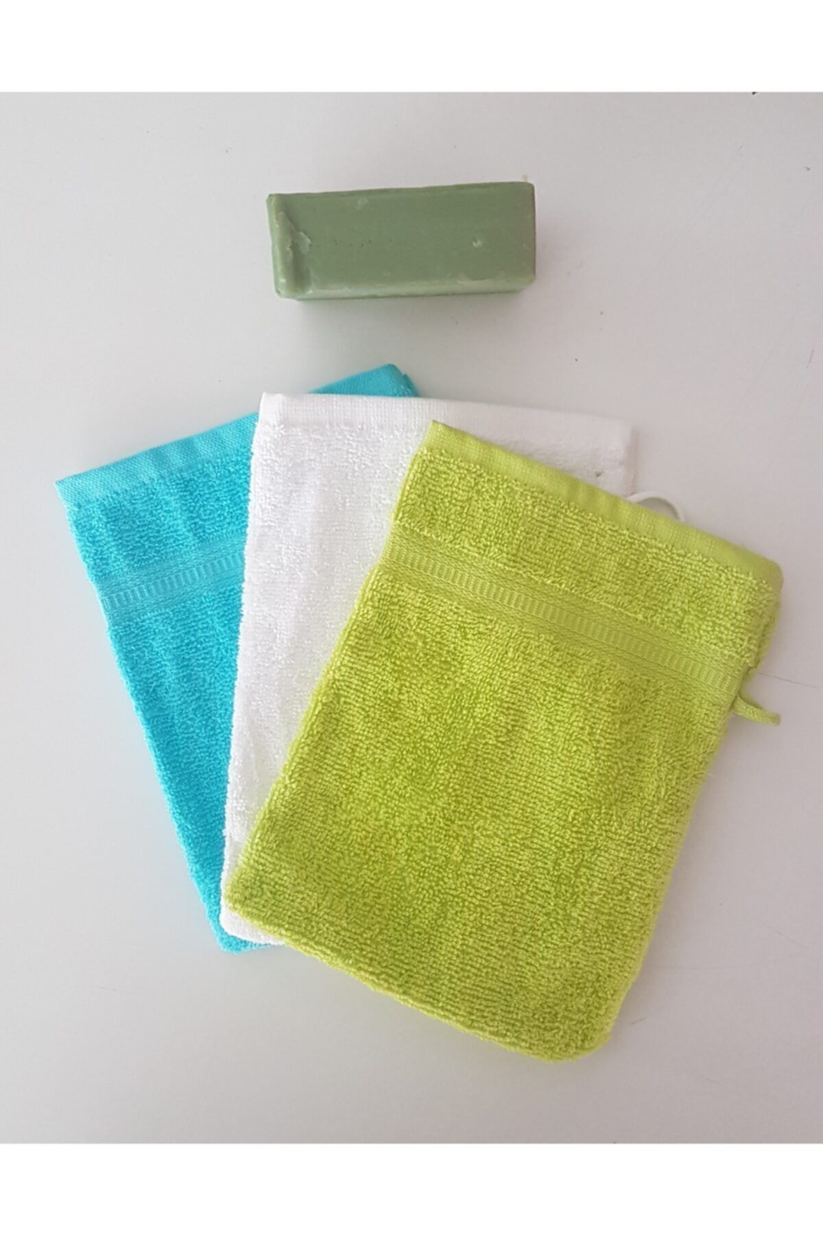 mhshome 3 Adet Banyo Kesesi , %100 Pamuk, Havlu Kese, Denizli Üretimi, 22x15cm