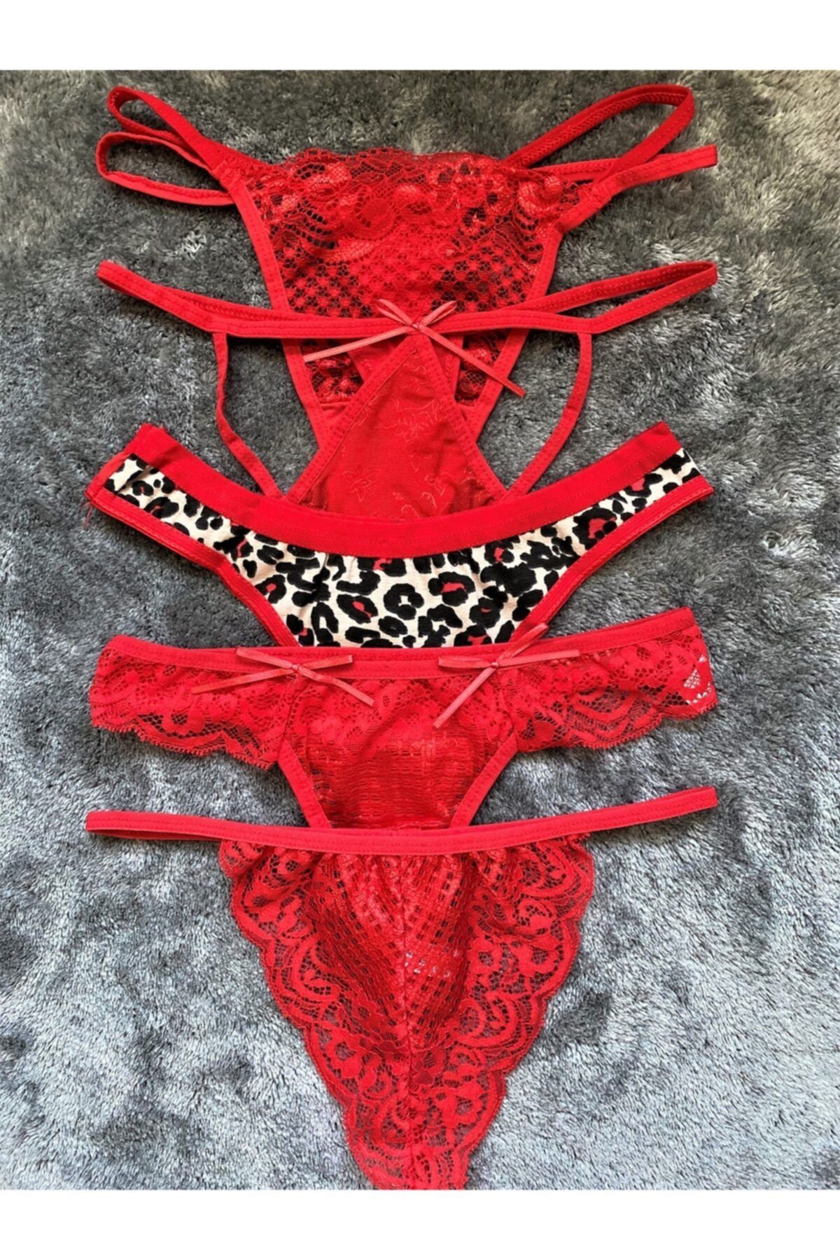 OSMODA Kadın Kırmızı Karışık Modelli Tanga 5'li