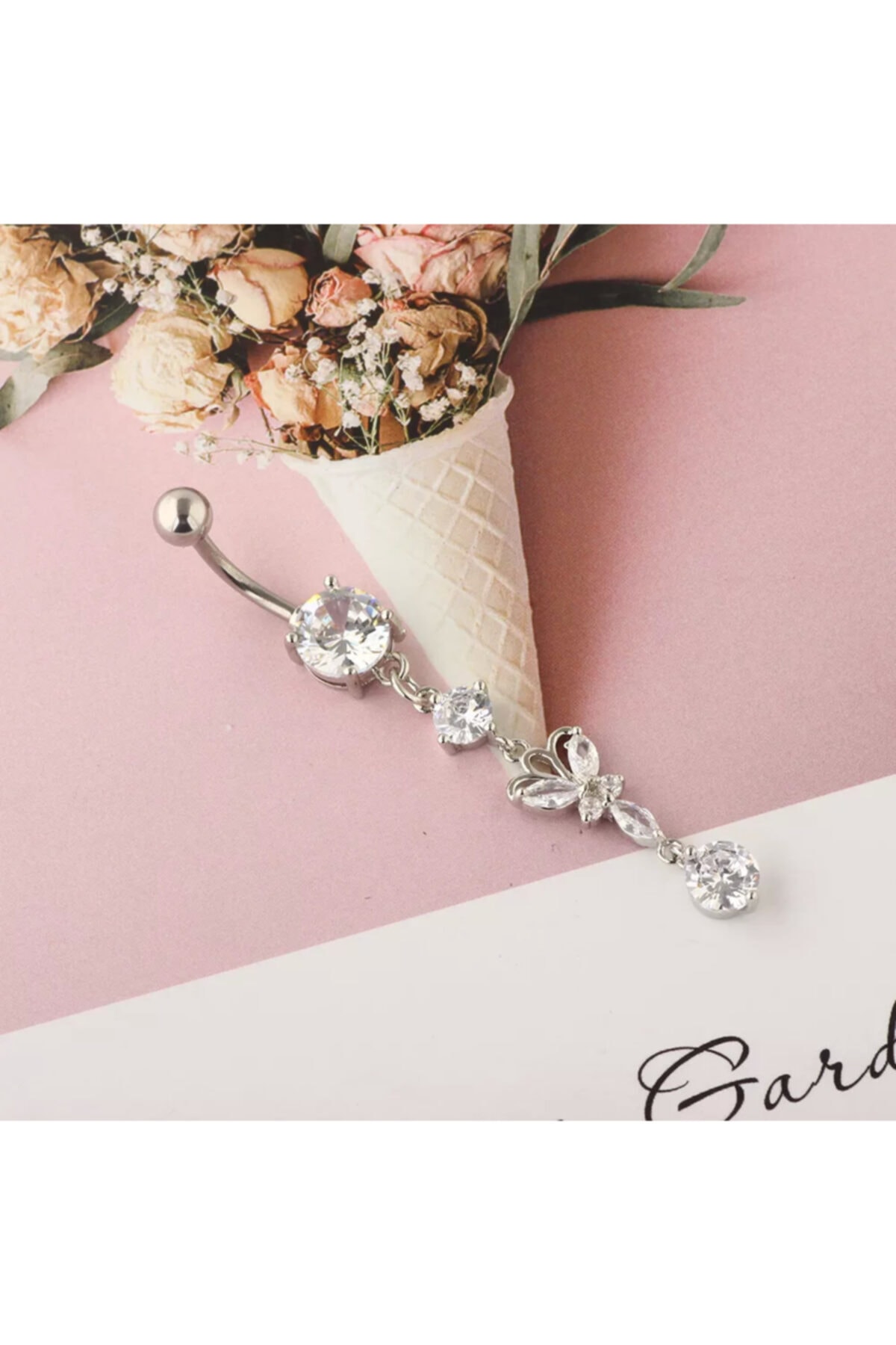 AyçaSilver Sallantılı Kelebek Göbek Piercingi