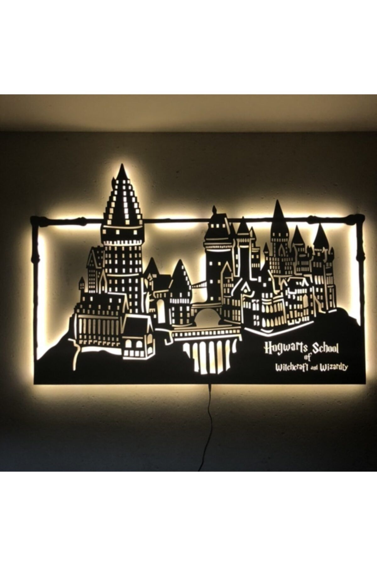 lady merry shoes Hogwarts 70 X 100 Led Işıklı Tablo - Ahşap Duvar Dekorasyonu