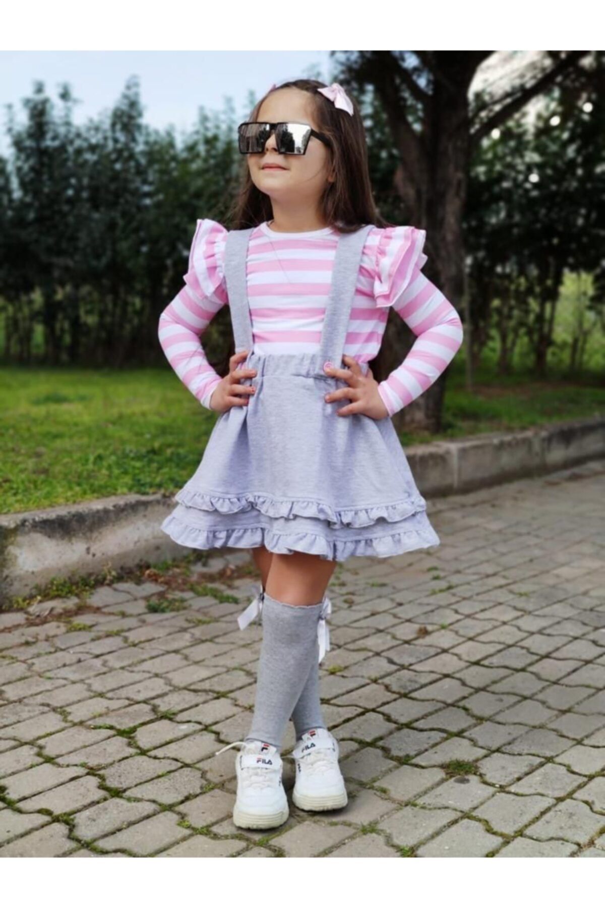 Bebemo Kız Çocuk 4 Parça Salopet Takım