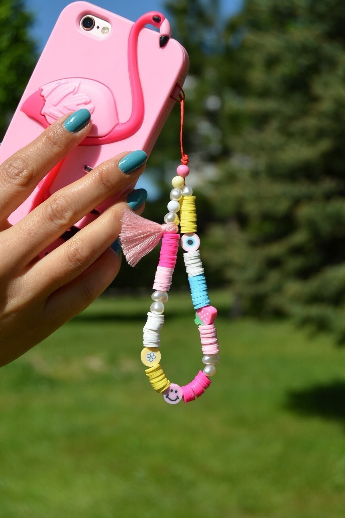Sacce Scarves&Accessories Renkli Boncuklu Küçük Boy Telefon Ipi Charmı Askısı