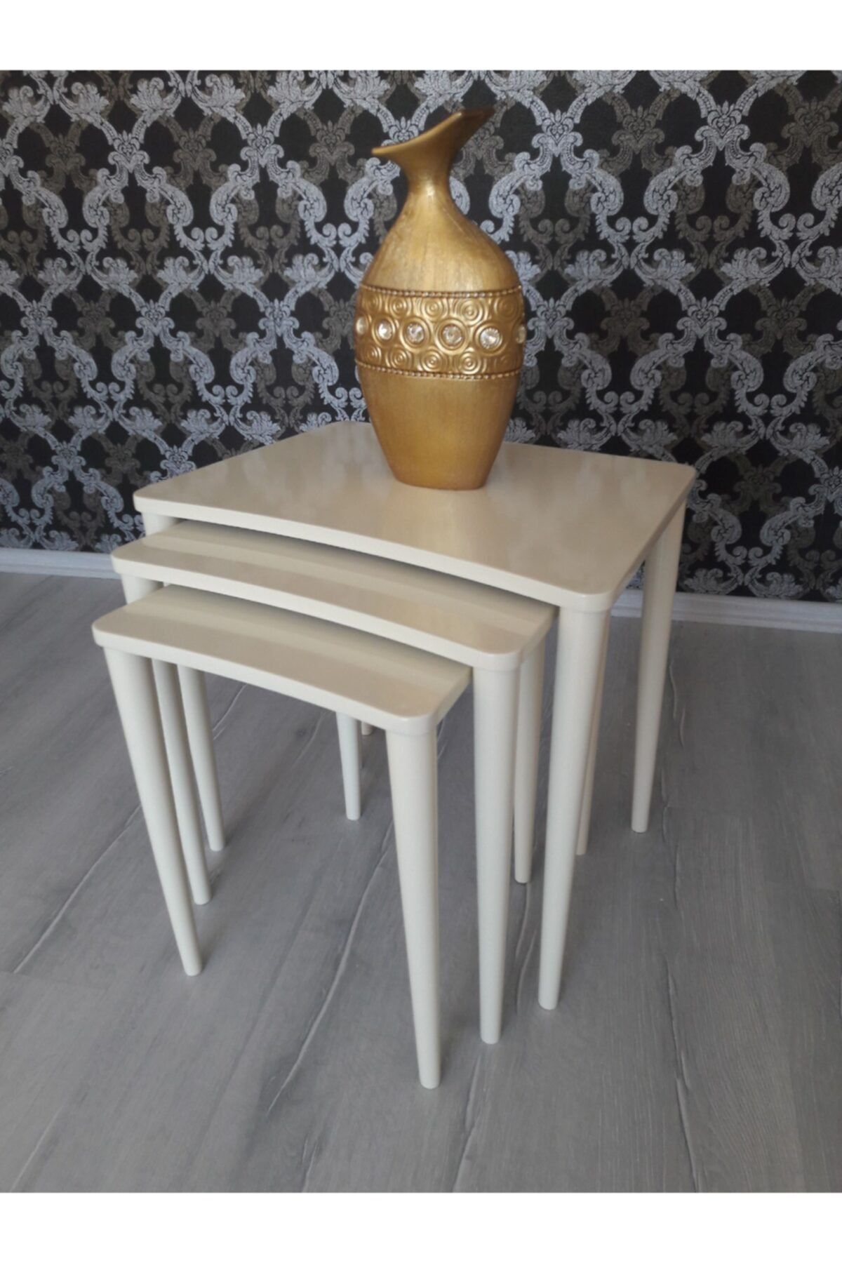 Canisa Concept Damla Serisi Mdf 3 Lü Zigon Sehpa Takımı/ Krem