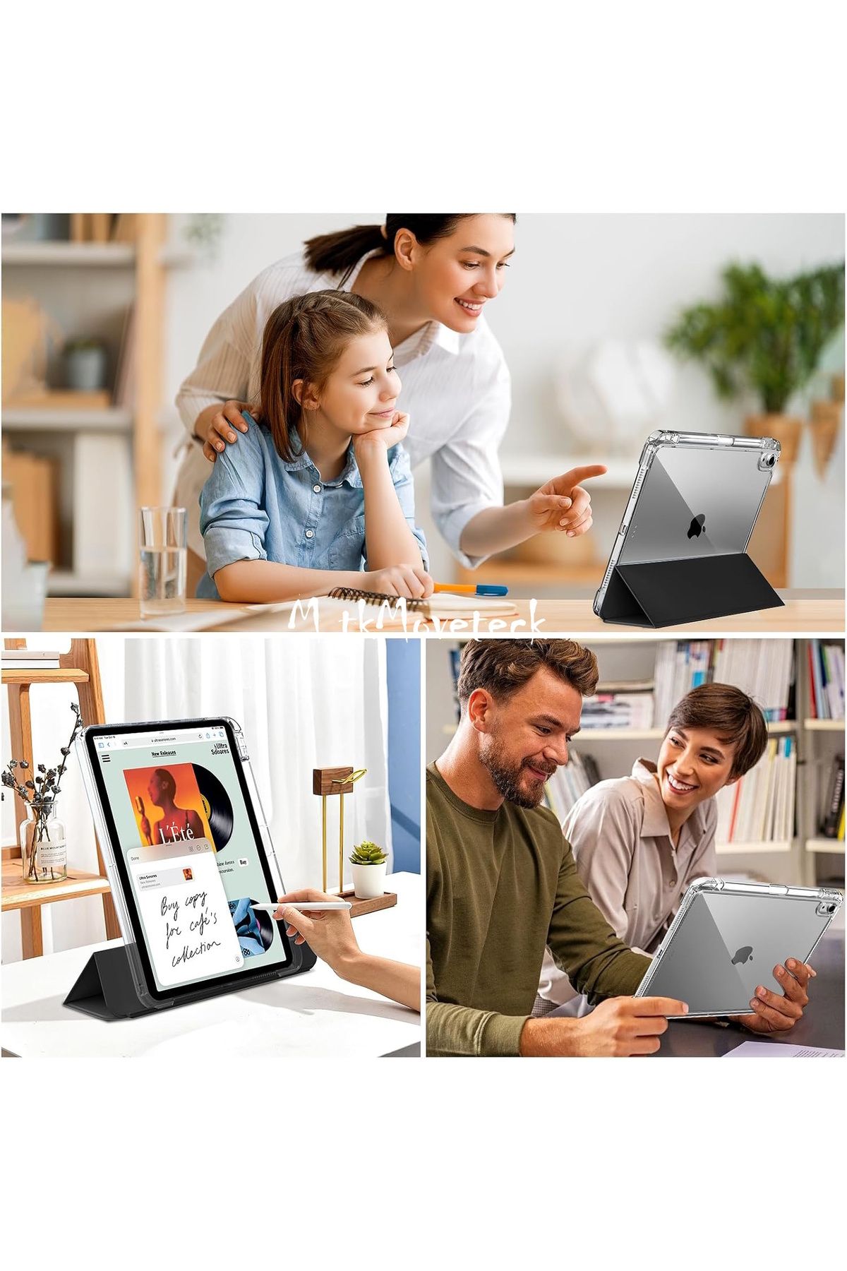 iPad Air 4/5/6 نسل iPad Air 11 M2/M3 محفظه شارژ قلم مغناطیسی حالت خواب هوشمند شفاف