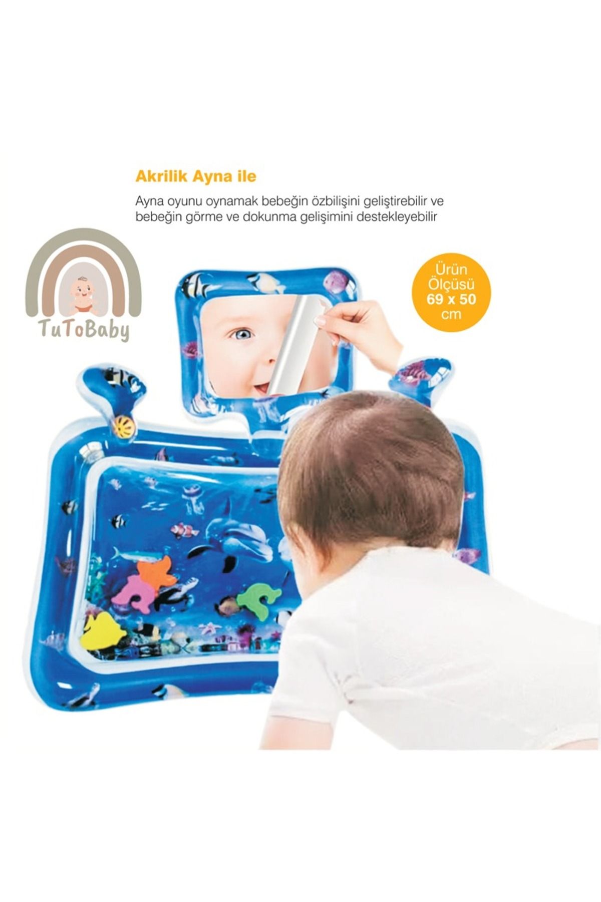 Aynalı Ve Çıngıraklı Bebek Su Oyun Matı (TUMMY TIME) Karın Üstü Aktivite Oyun Matı