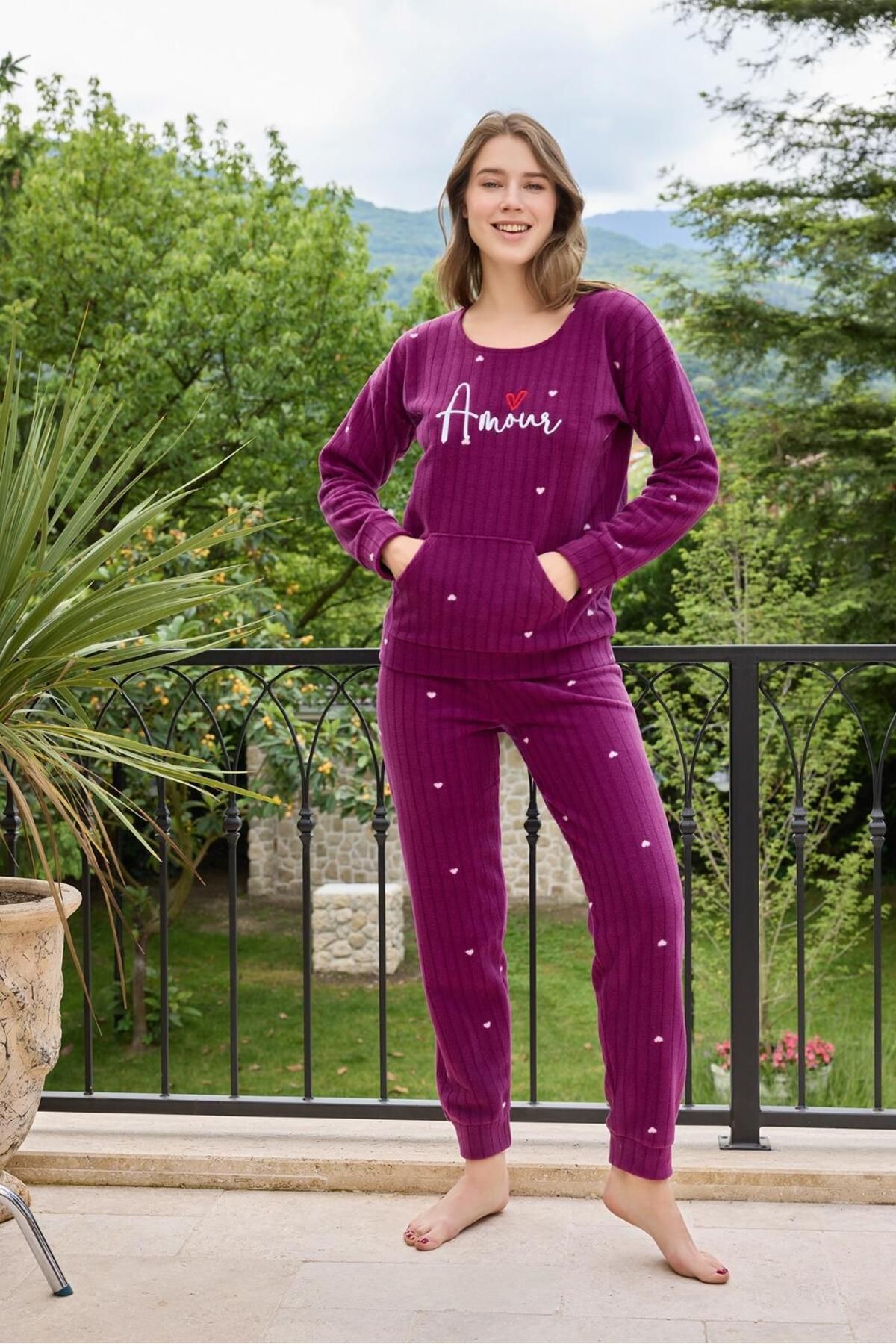 Pemilo Kadın 3730-6 PolarPijama Takımı MOR