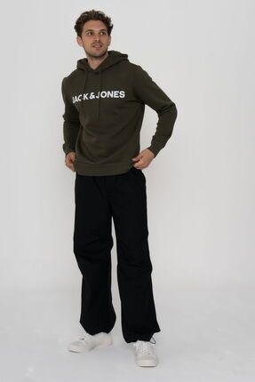 Erkek Logo Baskili Kapüsonlu Sweatshirt - Deldrick Image 1