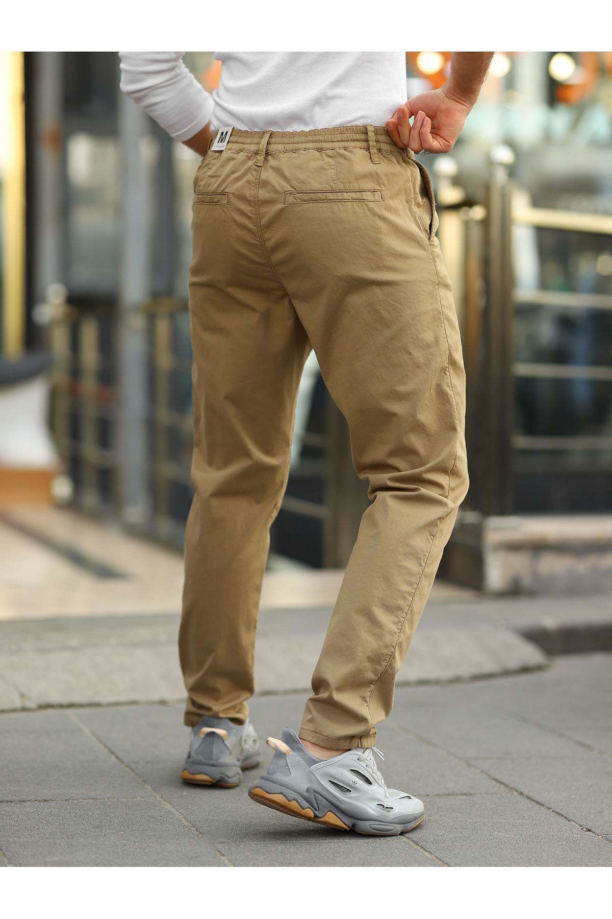 Erkek Camel Beli Lastikli Rahat Jogger Pantolon