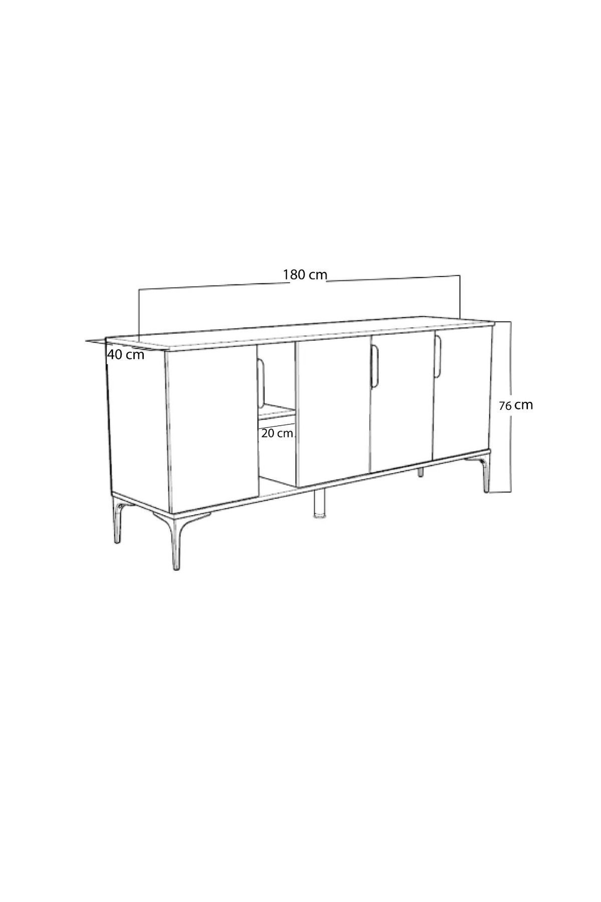 Tarz Konsol 4 Kapaklı, Raflı , 180 Cm , Yemek Odası , Ofis, Salon (DOLUNAY-TRAVERTEN)