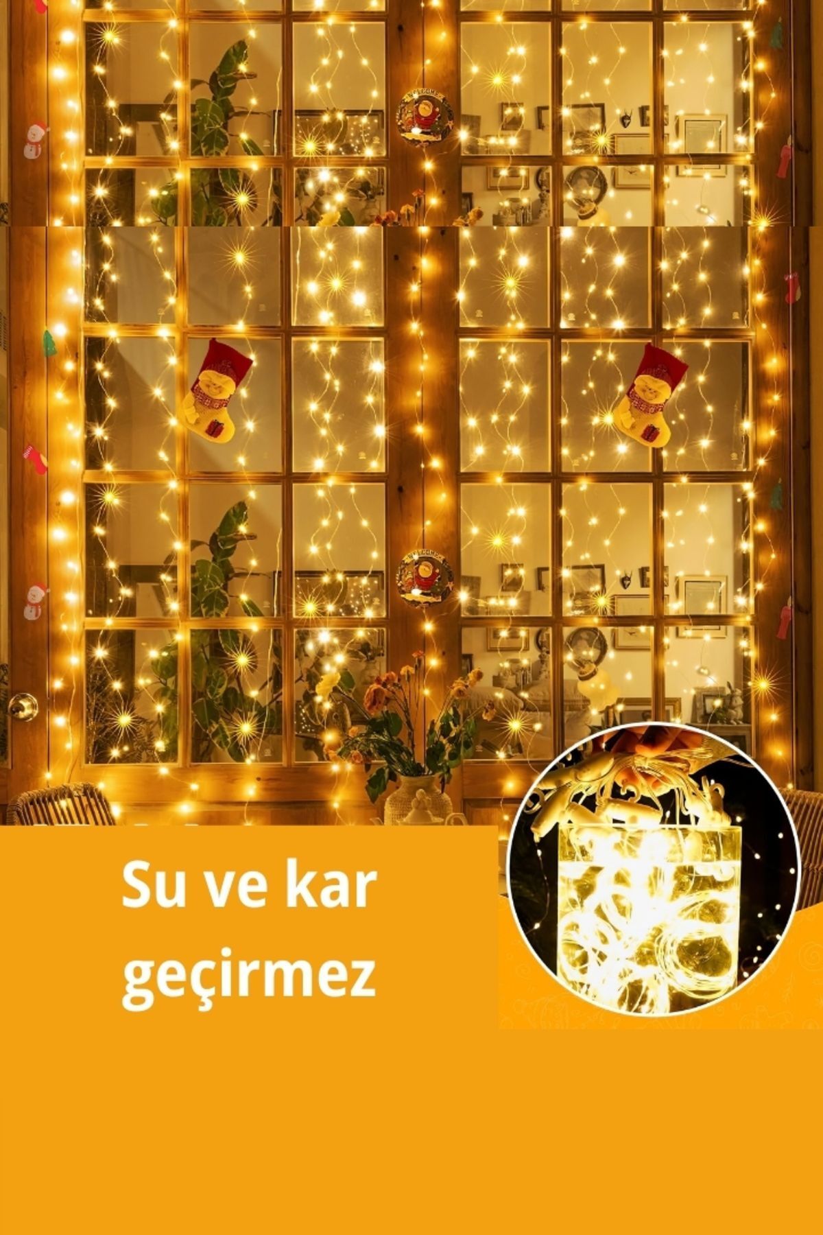 200 Ledli 10 Saçaklı Perde Led Işık-8 Mod, Uzaktan Kumandalı, Su Geçirmez, 3x2 Metre