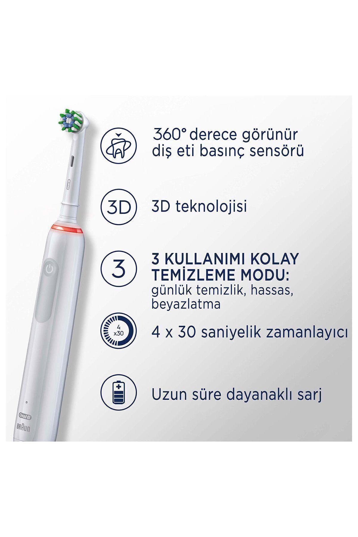 Pro 3 Restage Beyaz Şarjlı Diş Fırçası + Seyahat Kabı