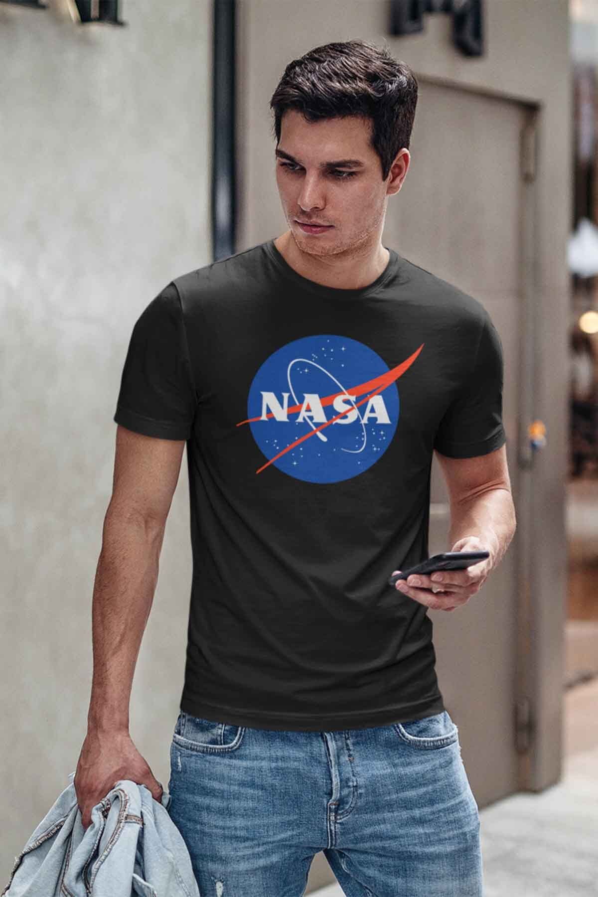 Uzay Temalı Nasa Baskılı Beyaz Unisex T-Shirt