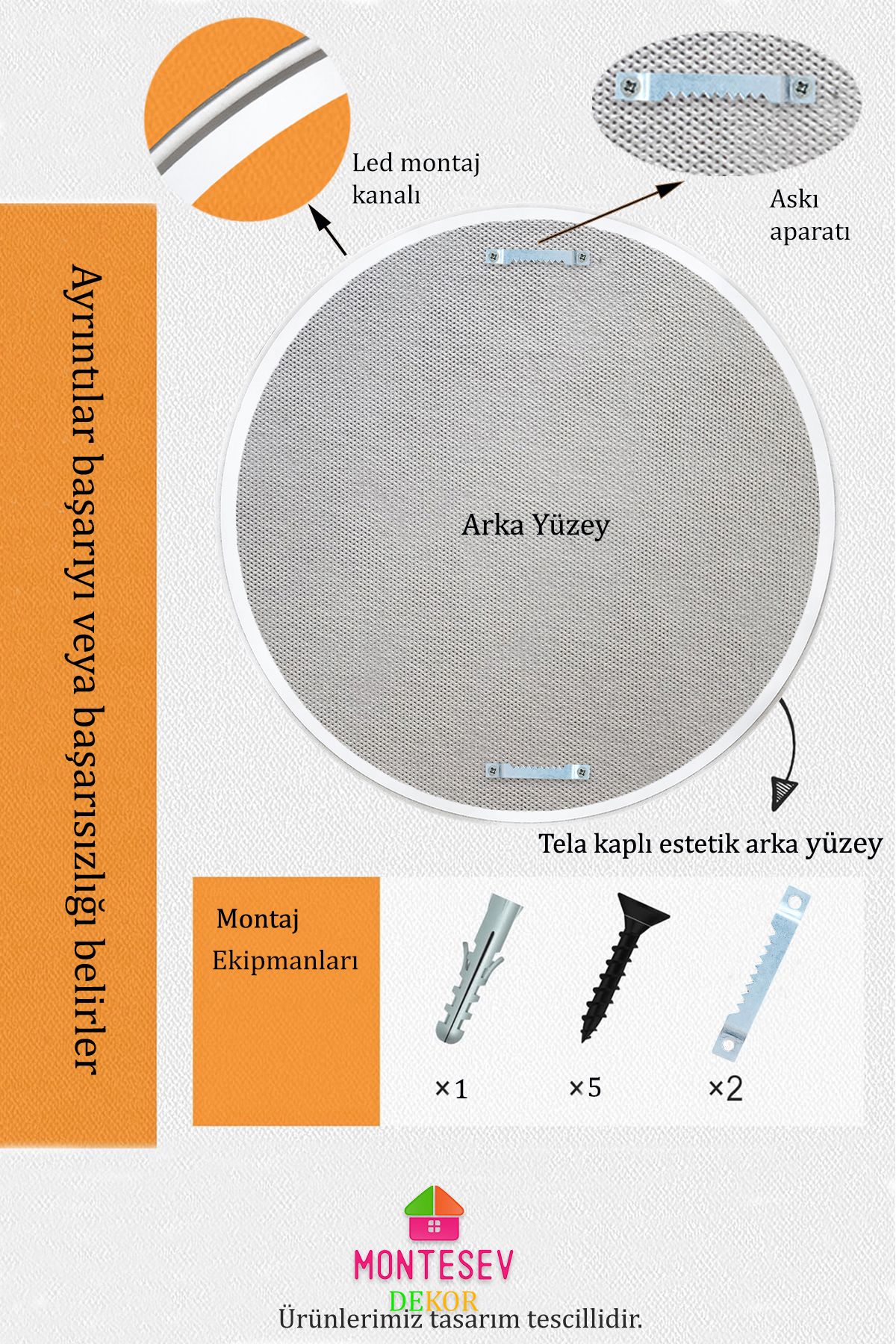 Safir Ahşap Beyaz Dekoratif Ayna Yuvarlak Ayna Işlemeli Duvar Aynası Banyo Aynası Tekli - 69 Cm