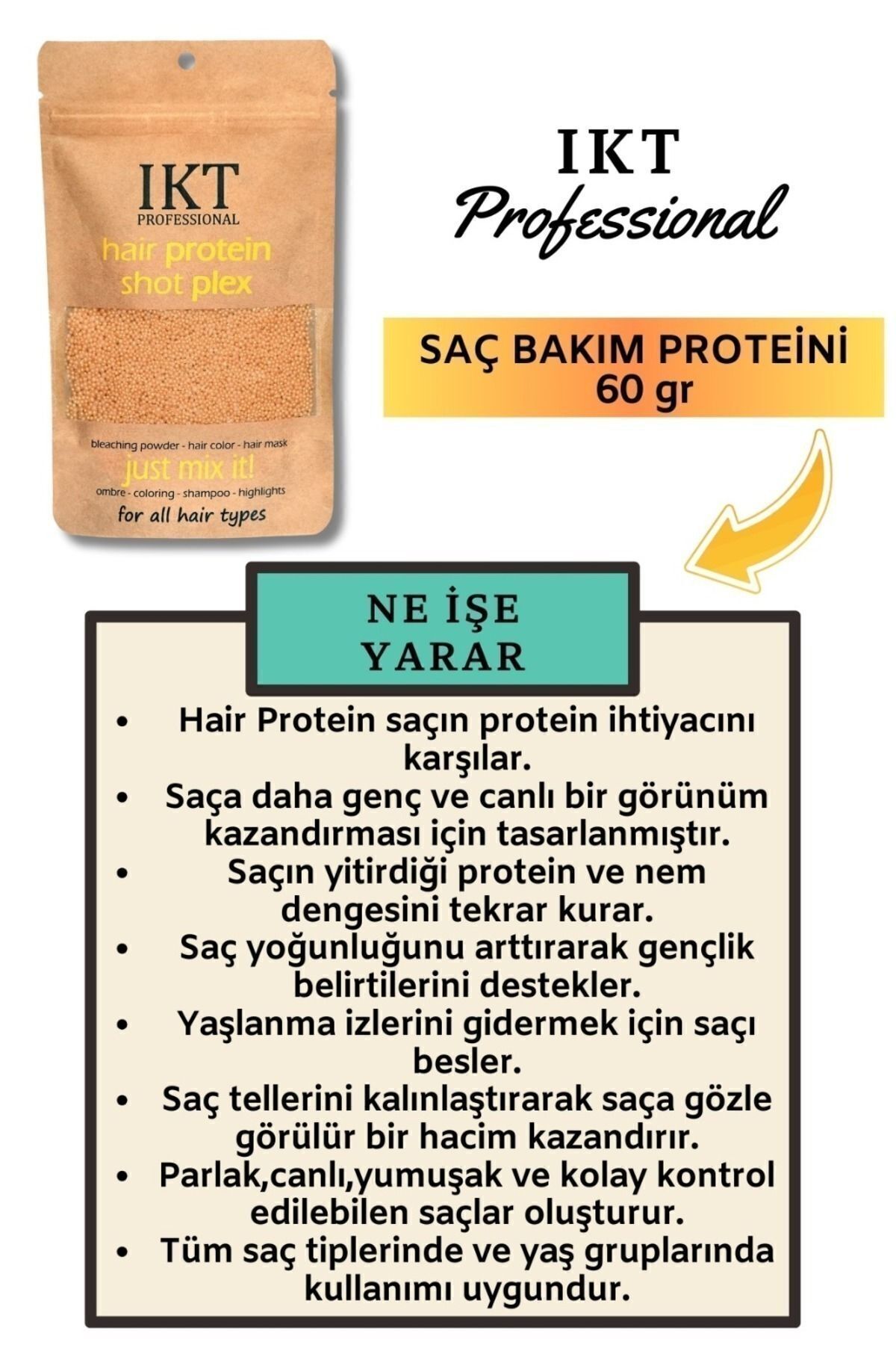 Professıonal Haır Protein 60 gr Saç Proteini Saçı Besler Onarır