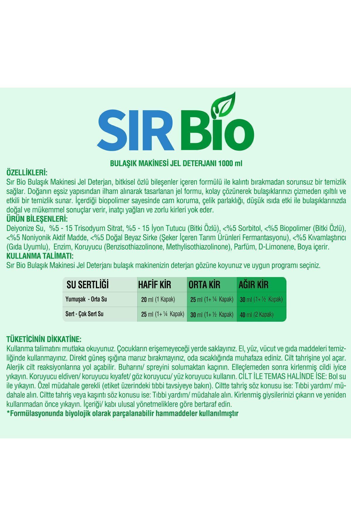 Bio Bitki Özlü Bulaşık Makinası Deterjanı 1000 Ml 40 Yıkama