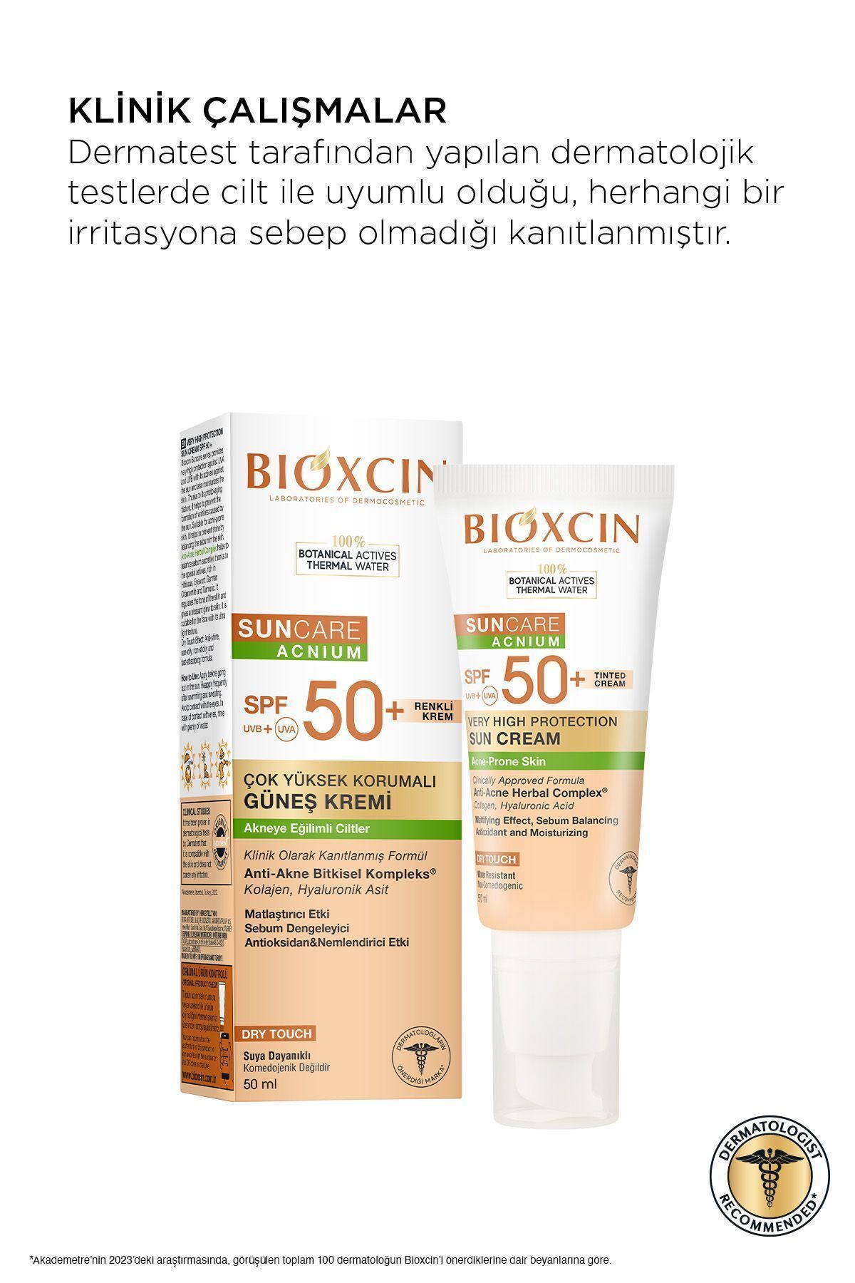 Sun Care Akneye Eğilimli Ciltler Için Renkli Güneş Kremi 50 Spf - Tinted, Akne, Dry Touch, Mat