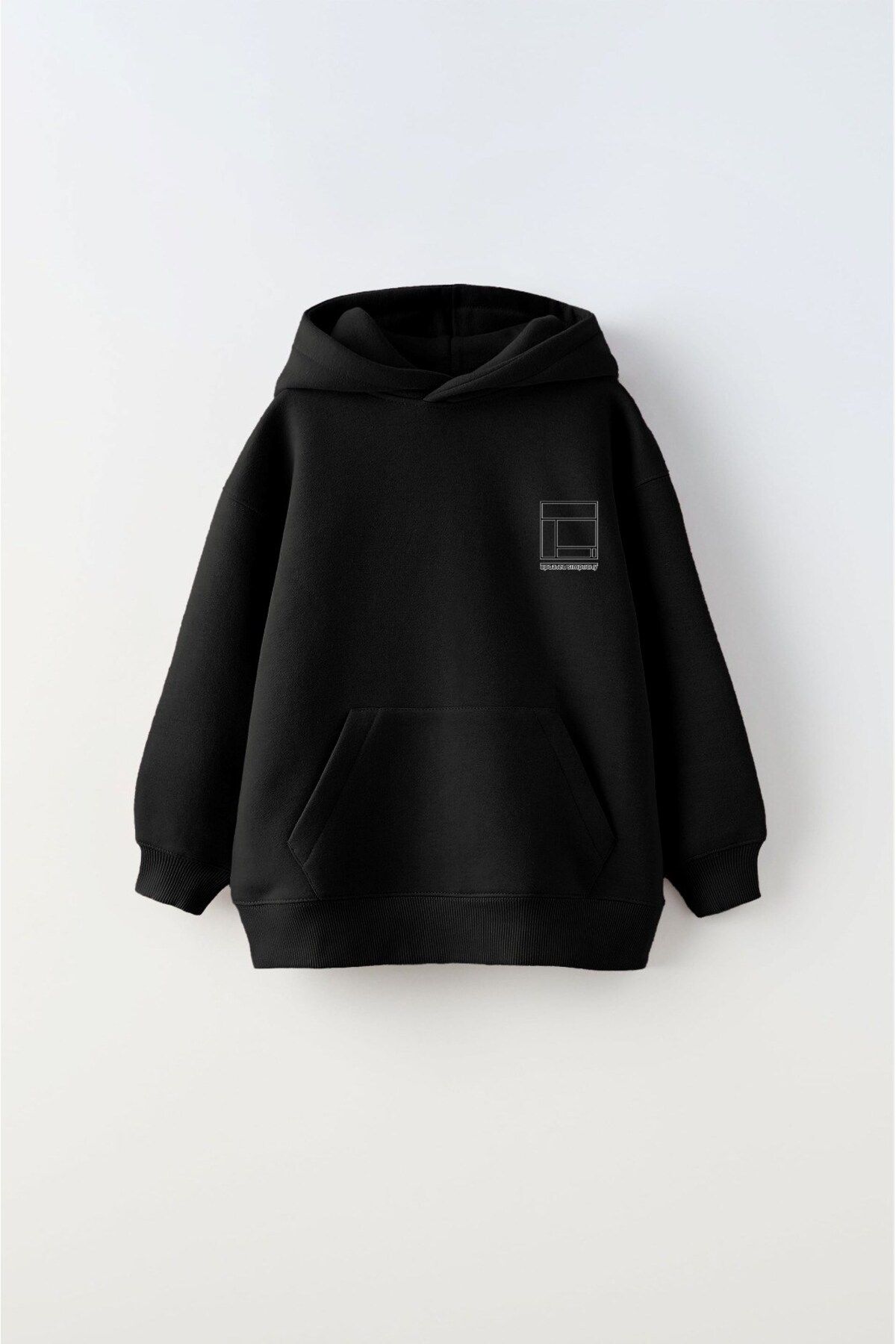 Kapüşonlu Içi Polar Updated Simplicity Baskılı Siyah Unisex Çocuk Hoodie Sweatshirt