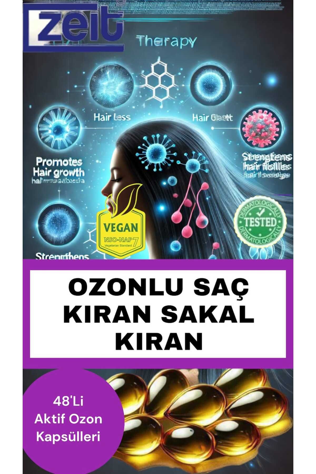 Ozonlu Saç Bakım Serumu Saç Ve Sakal Kı-rana Karşıtı Hızlı Saç Çıkarıcı Destek 72'li Ozon Kapsülleri