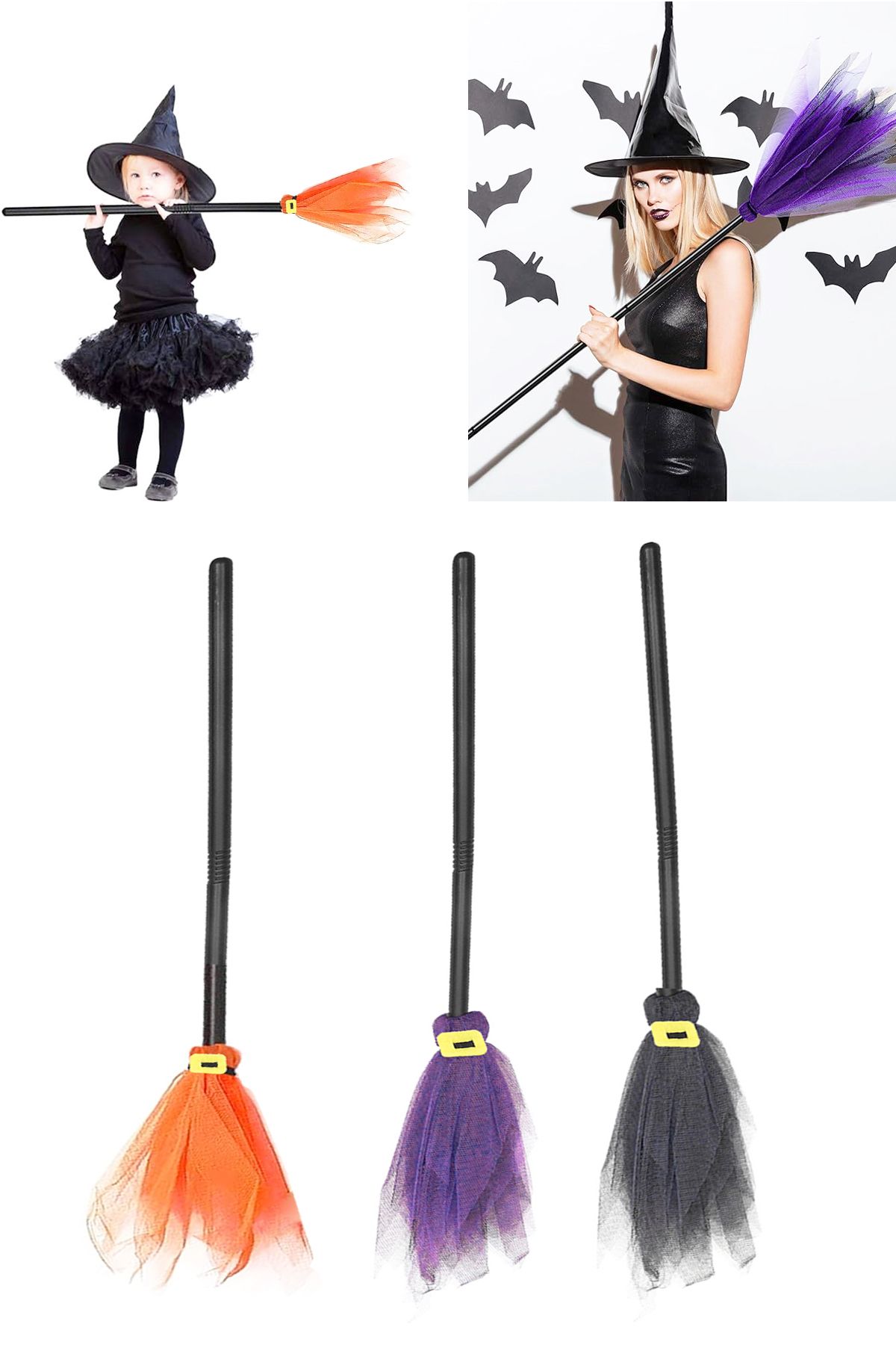 Halloween Cadı Süpürgesi, Cadılar Bayramı Cadı Aksesuarları Kostümleri 75 Cm