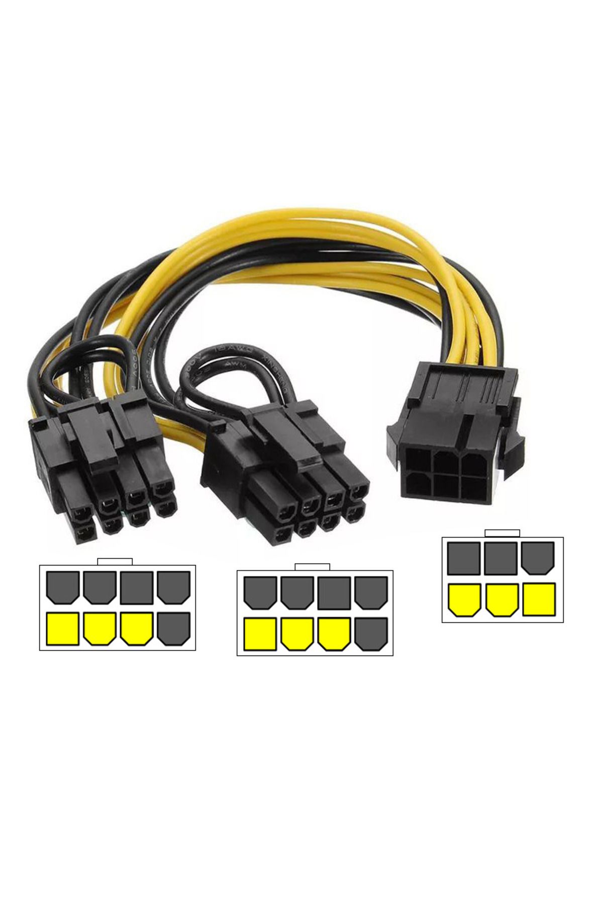 30 Cm 6 Pin Pci Express Dişi To 6 2 8 Pin Kablo 30 Cm 6 2 Power Güç Kablosu