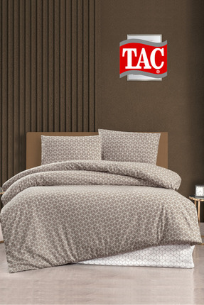 Kristal Çift Kişilik Terry Cotton Puzzle Kahve Nevresim Takımı Image 0
