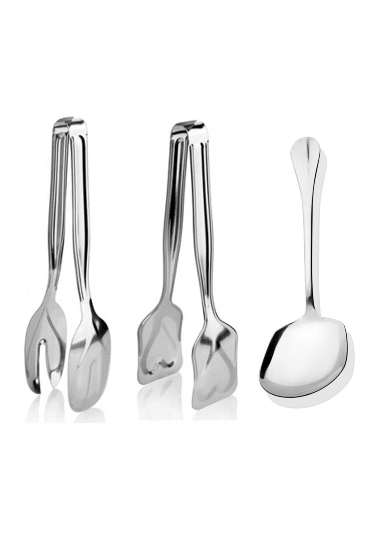 Homerest 3'lü Paslanmaz Çelik Maşa Ve Servis Kaşığı Seti