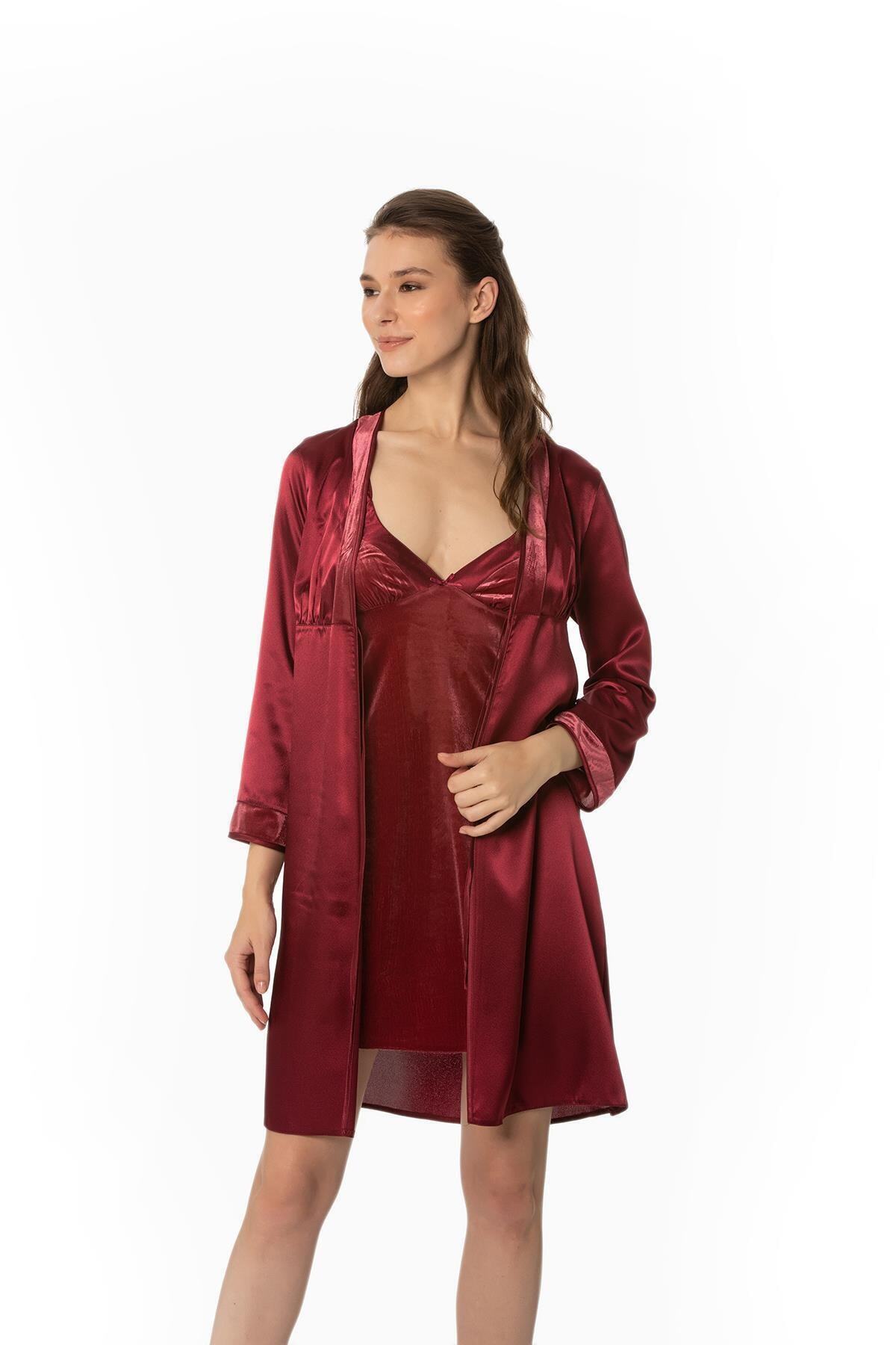 Pierre Cardin Kadife Saten Gecelik & Sabahlık Takım - 4040