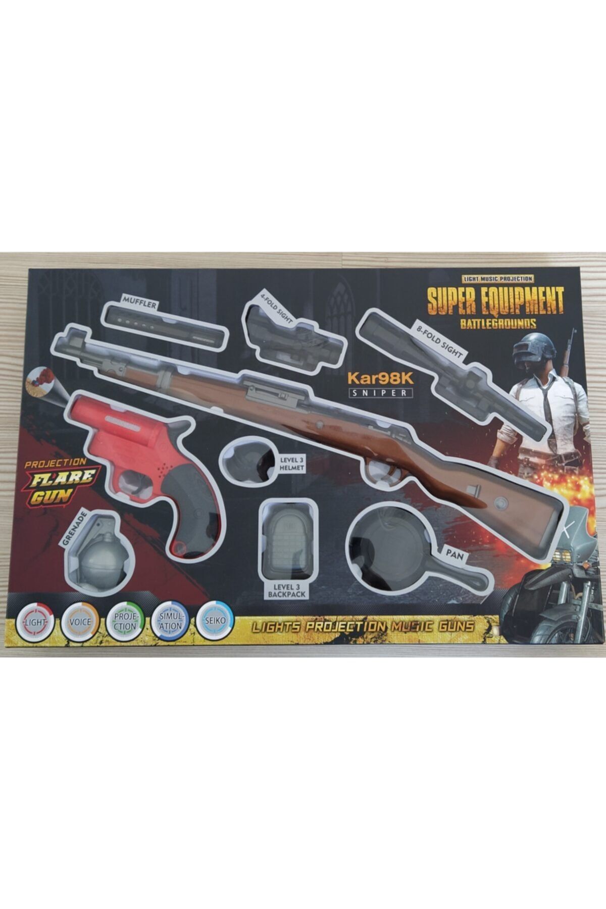 Mega Oyuncak Mega Pupg Kar 98 Tüfek Seti 40 Cm Işıklı Ve Sesli Kar98k