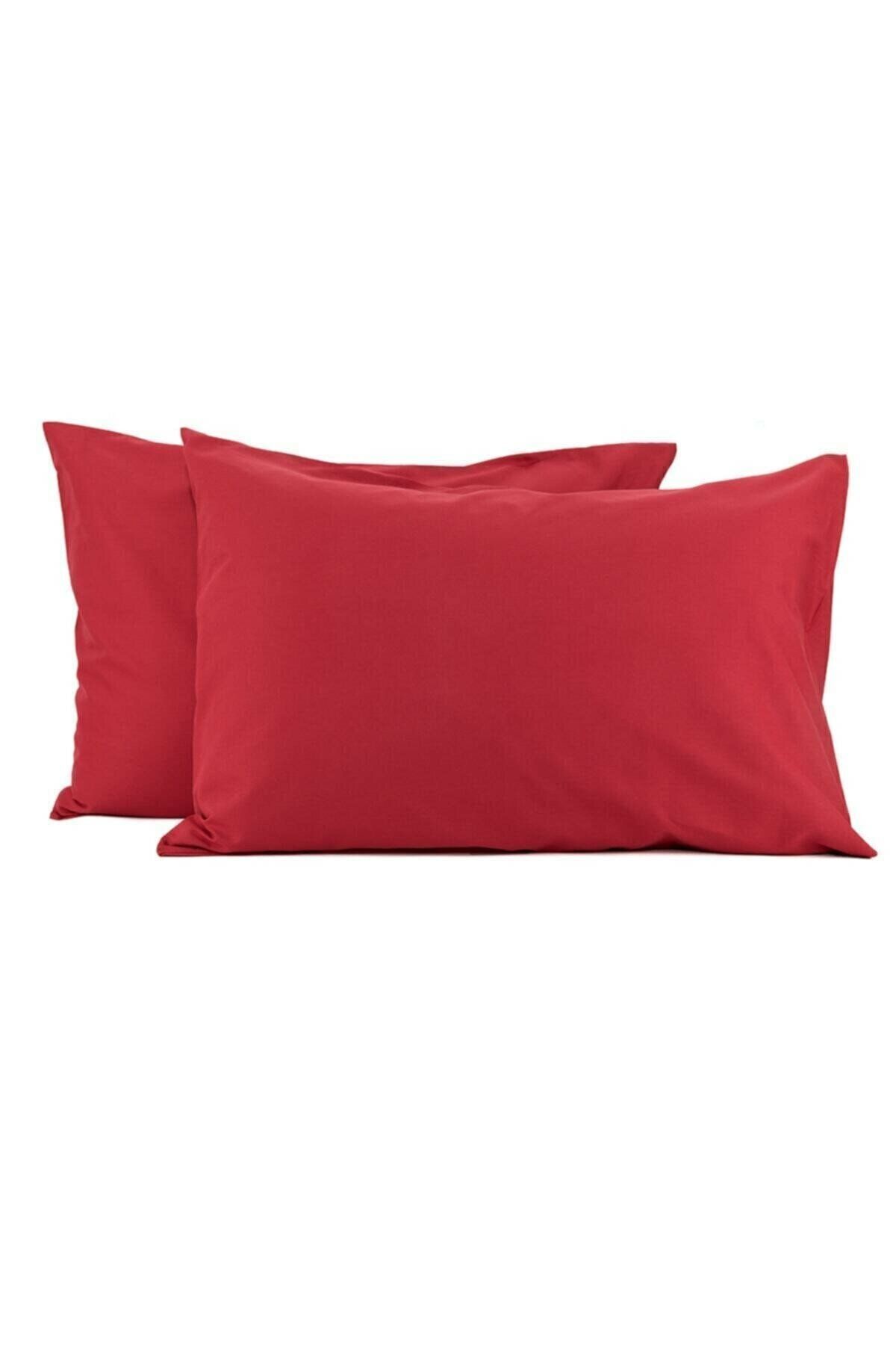 SNR HOME COLLECTION 2'li Kırmızı Pamuklu 50x70 Kapaklı Yastık Kılıfı