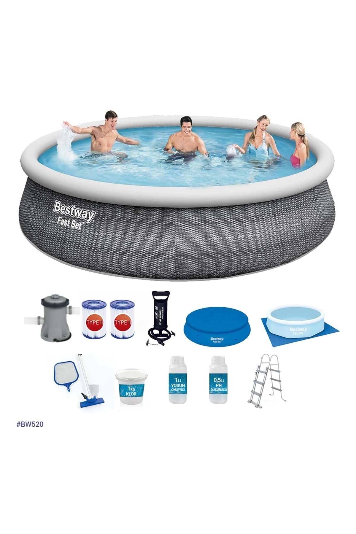 BESTWAY Büyük Şişme Havuz Seti 457x107cm Bw 520
