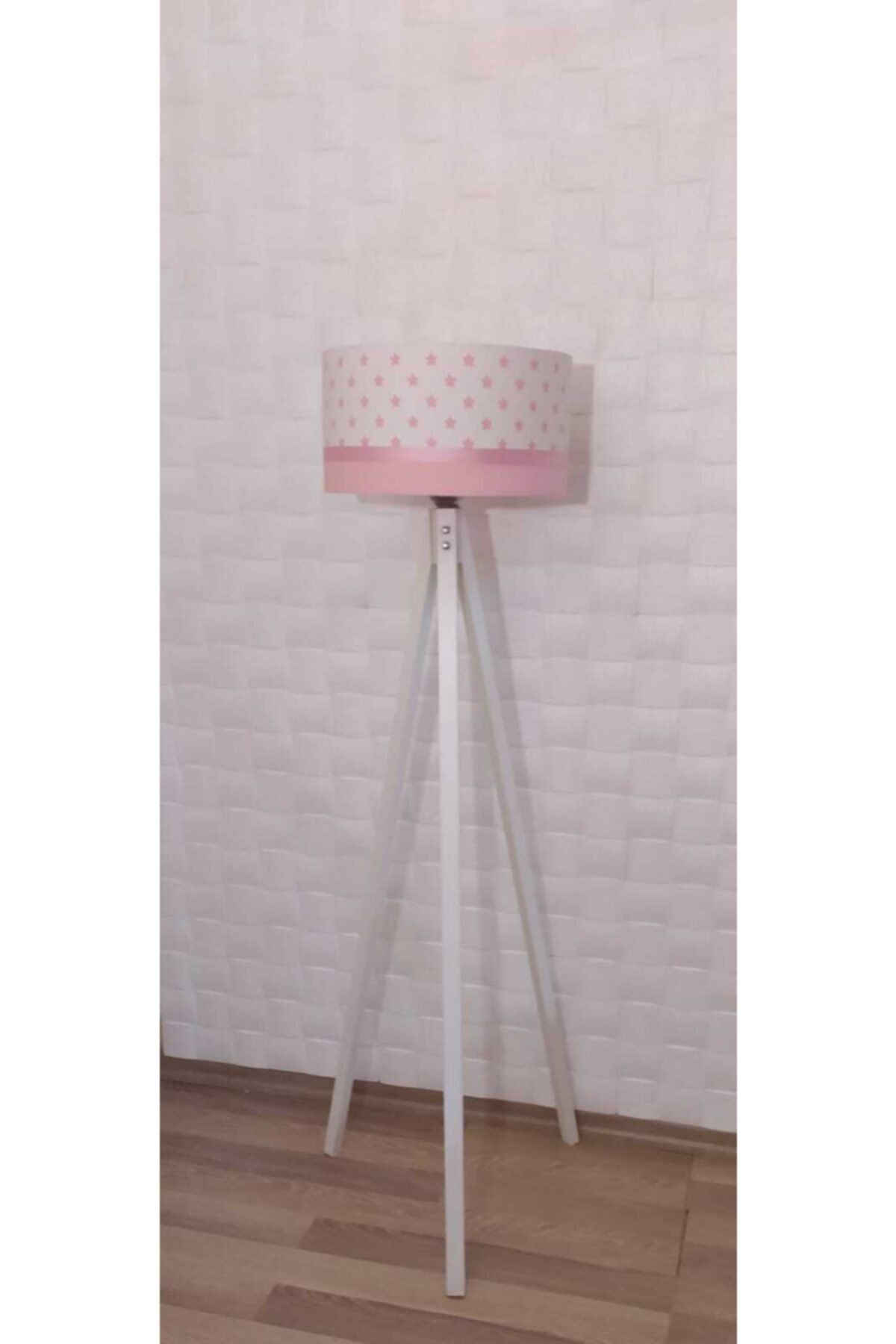 MCT Pembe Beyaz Yıldızlı Lambader Çocuk Odası Abajur