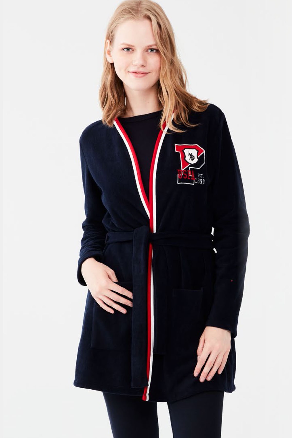 U.S. Polo Assn. Kadın Lacivert Polar Sabahlık