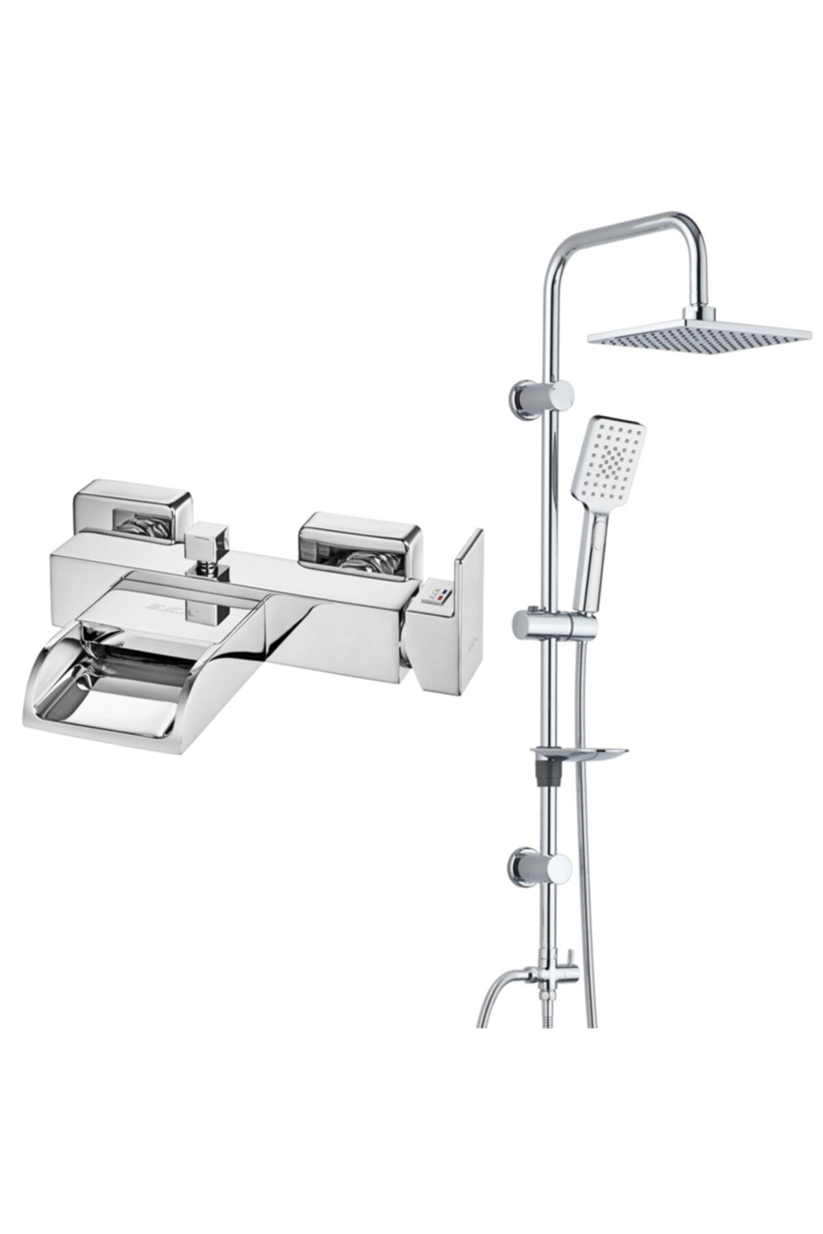 Eca Natura Banyo Bataryası+t-may Banyo Belen Kare Tepe Duş Takımı Seti Paslanmaz Krom