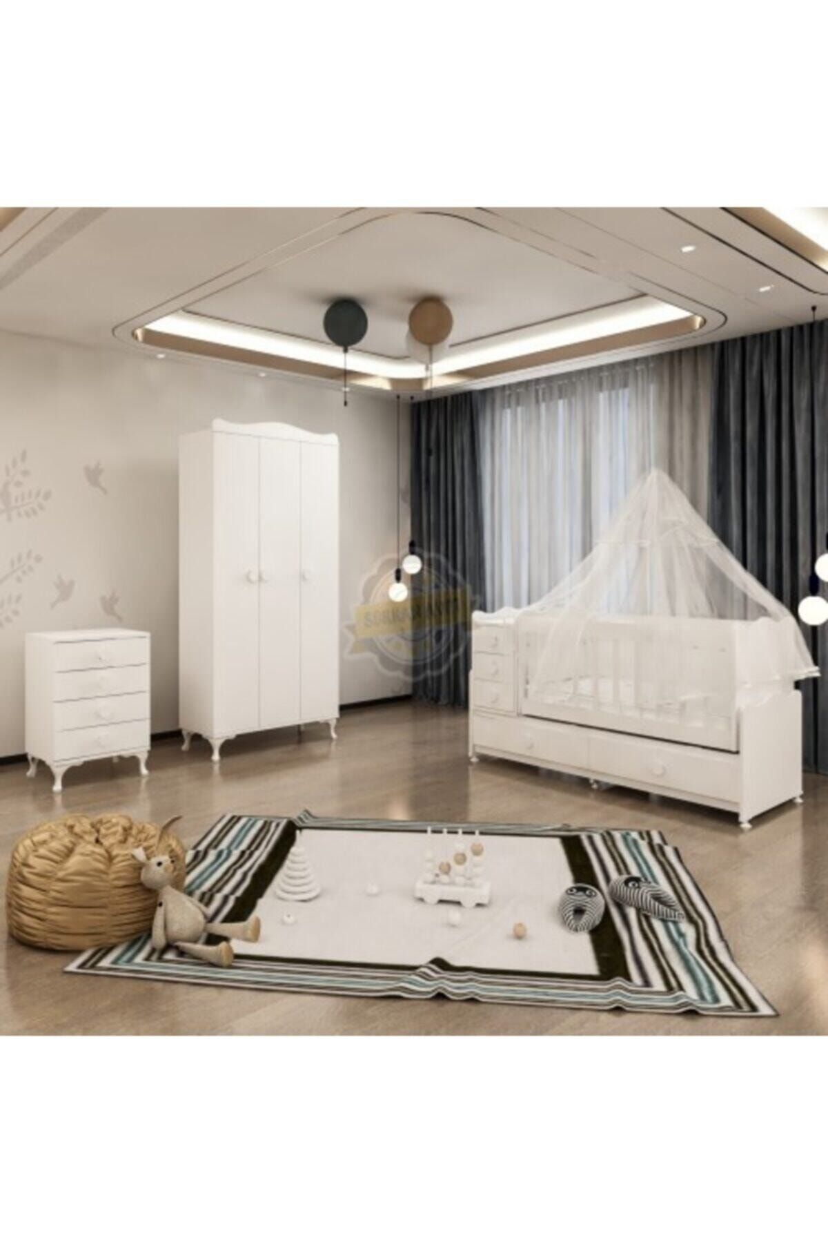Garaj Home Bebek Yeni Sezon Yıldız Bebek Odası Full+full Büyüyen Beşik Dolap Şifonyer