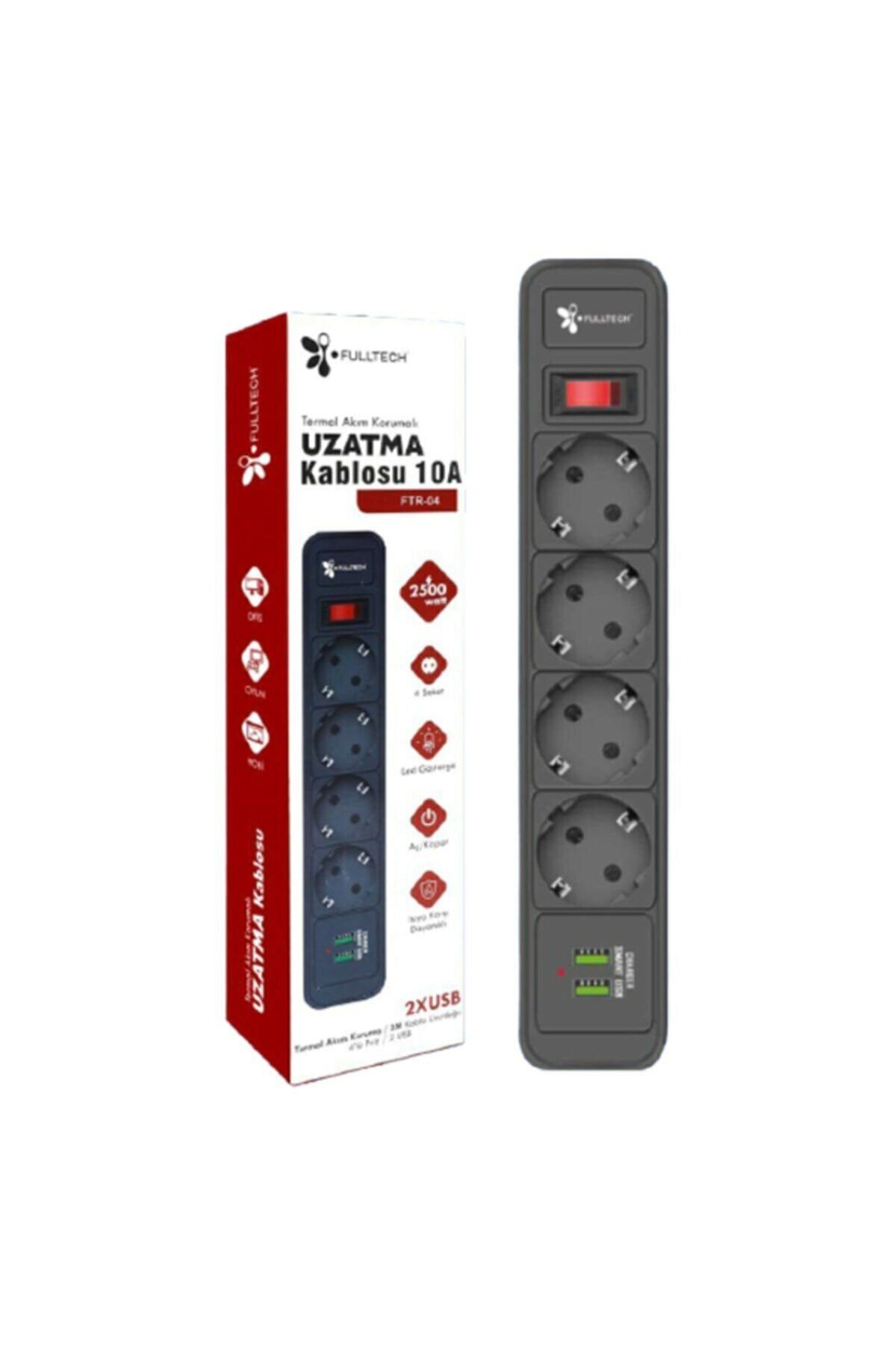HMXPLUS Termal Akım Korumalı 4'lü Priz 2 X Usb 2mt Kablo Uzunluğu