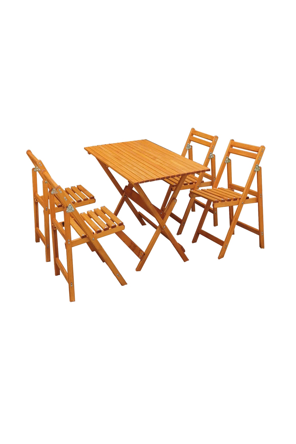 MsmWood Msm Ahşap Katlanabilir Kamp Masa Sandalye Takımı Teak (4 Sandalye+ 1 Masa )